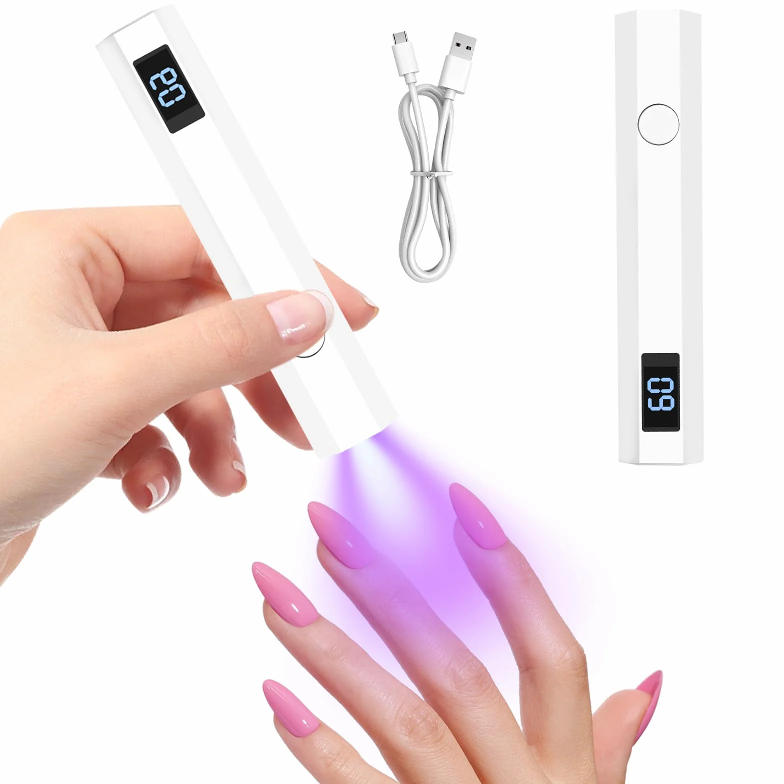 Lampada UV LED Unghie 3W Mini Portatile USB Ricaricabile Penna Asciuga Unghie Salone Casa Bianco