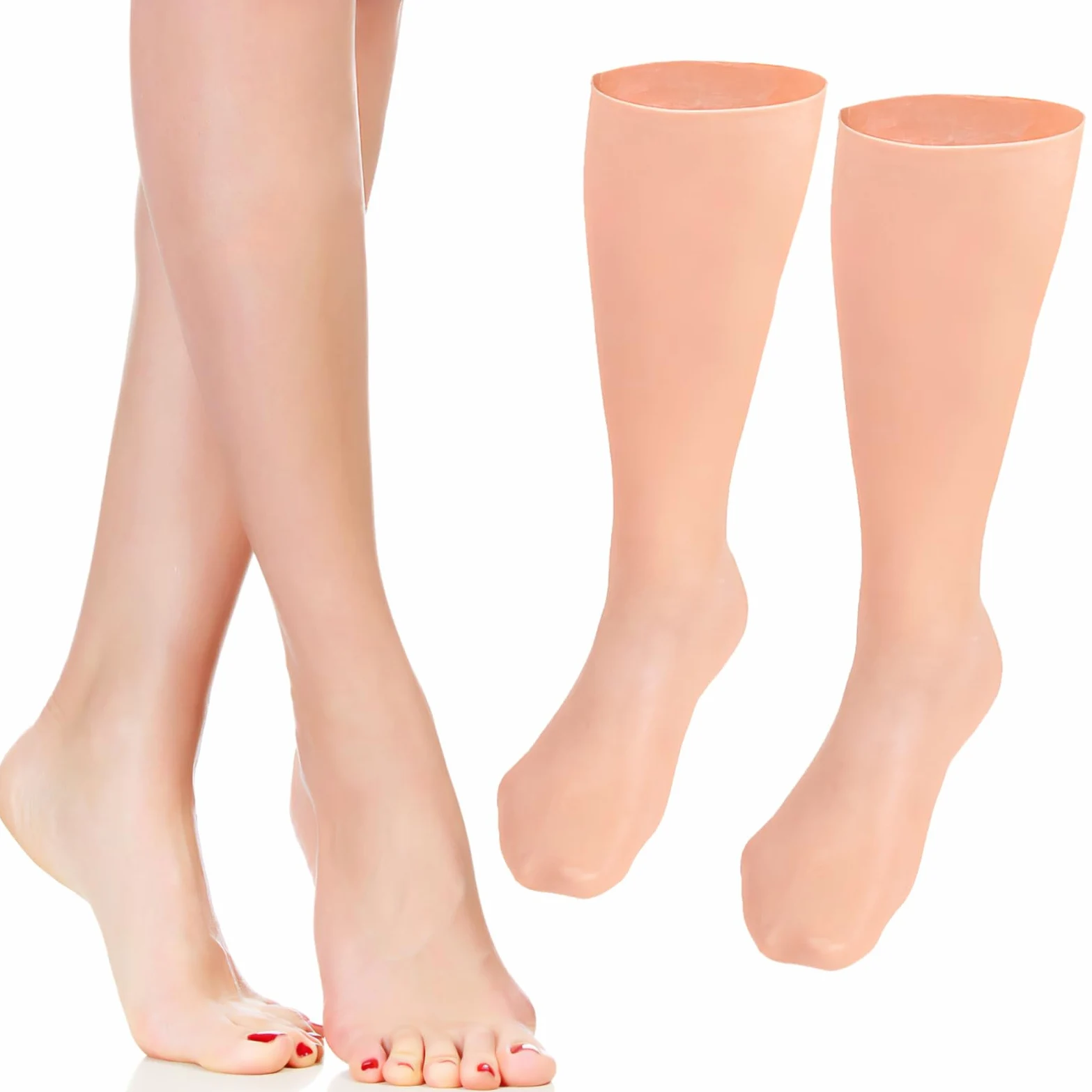 Calzini Esfolianti per Piedi Lunghi in Sebs, 1 Paio | Coperture Idratanti Elastiche, per Cuticole e Piedi Secchi in Inverno, Khaki