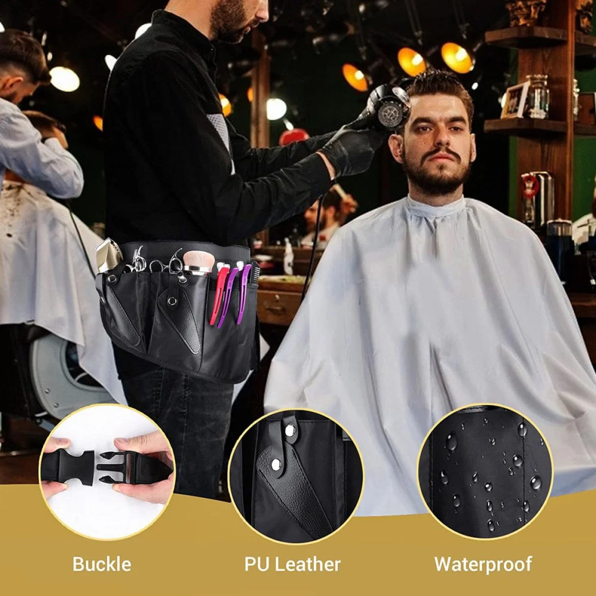 GALPADA Marsupio per Parrucchiere in Tela Nera Resistente Protezione Completa, Custodia Semplice per Forbici e Accessori da Lavoro Professionale