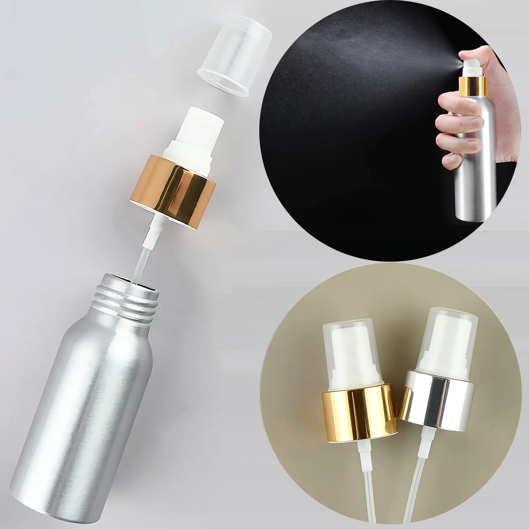 24 Pezzi 30 ml Bottiglie Spray Argento Vuote in Alluminio con Pompa Argento/Bianco Fine Nebbia Flacone Spray per Cosmetica Acqua Profumo da Viaggio Riempibile, Imbuto