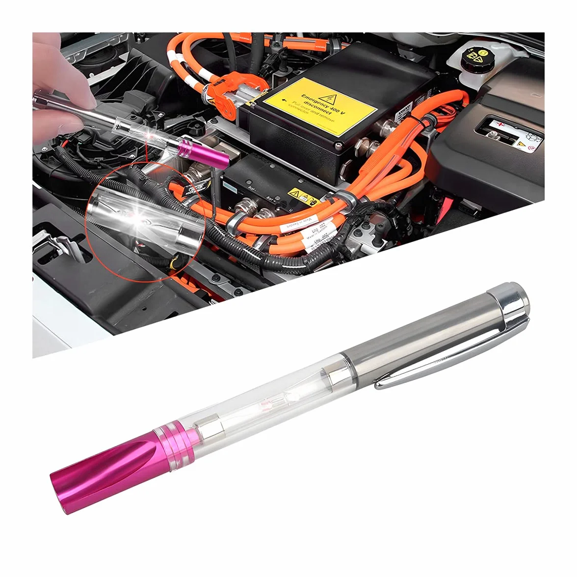 CGEAMDY Penna Di Prova Di Accensione, Tester Di Accensione per Motore, Rilevatore Prova Bobina Accensione, Tester per Bobine Con Cavo Alta Tensione Spark