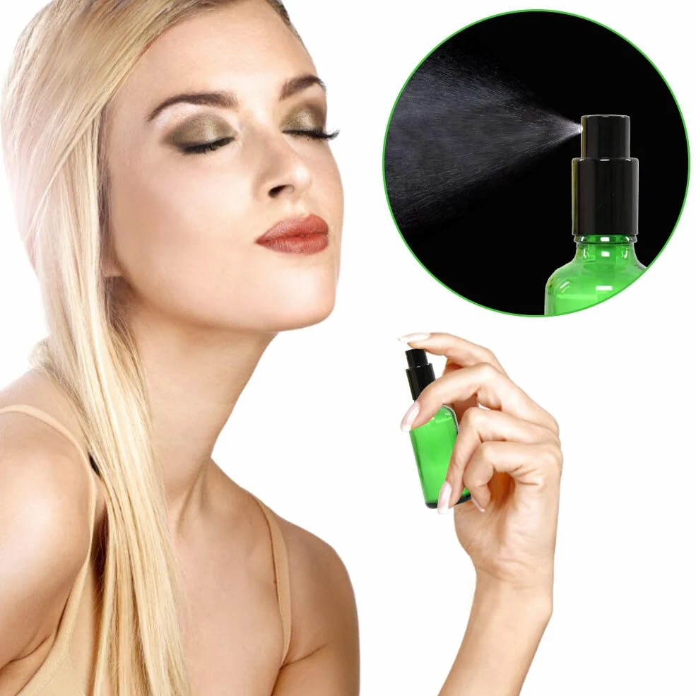 20 flaconi spray da 10 ml in vetro verde vuoto, kit viaggio flaconi per nebulizzazione fine nebulizzatore in vetro flacone vuoto riutilizzabile per oli essenziali, profumo, aromaterapia, farmacia