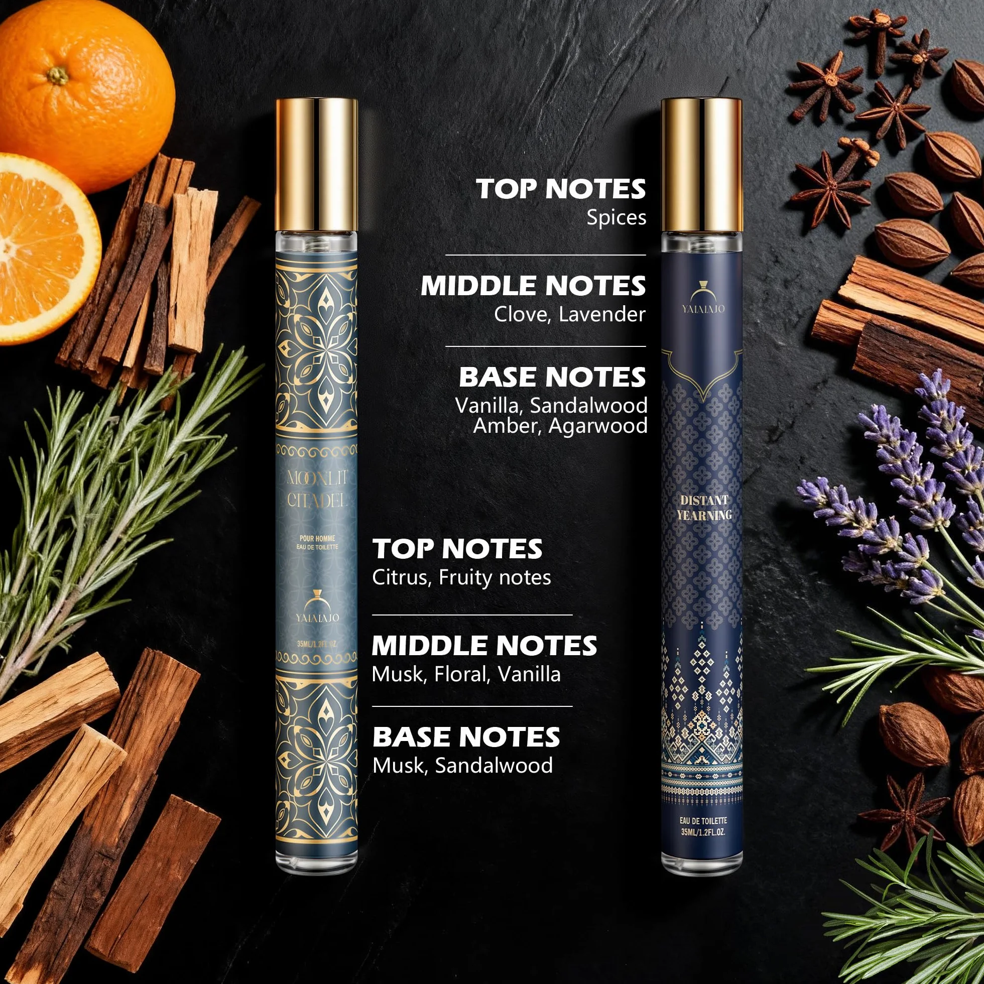 Profumo da uomo, 6 x 35 ml, Eau de Parfum, profumo da uomo, con bergamotto, vaniglia e sandalo, profumo duraturo in qualità profumata, fresco e sensuale, mini set di profumi da viaggio