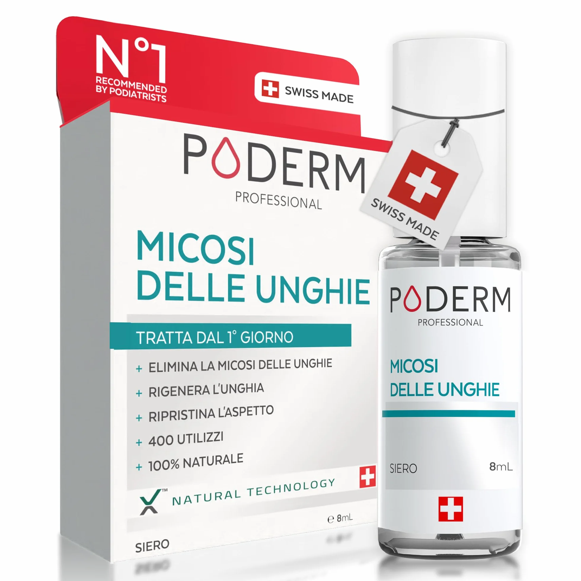PODERM Trattamento Micosi Unghie Soluzione Naturale Unghie Fungus Alle Piante Potenti Riparatrici Purificanti Rivitalizzanti Mani Piedi Facile Rapido Prodotto in Svizzera