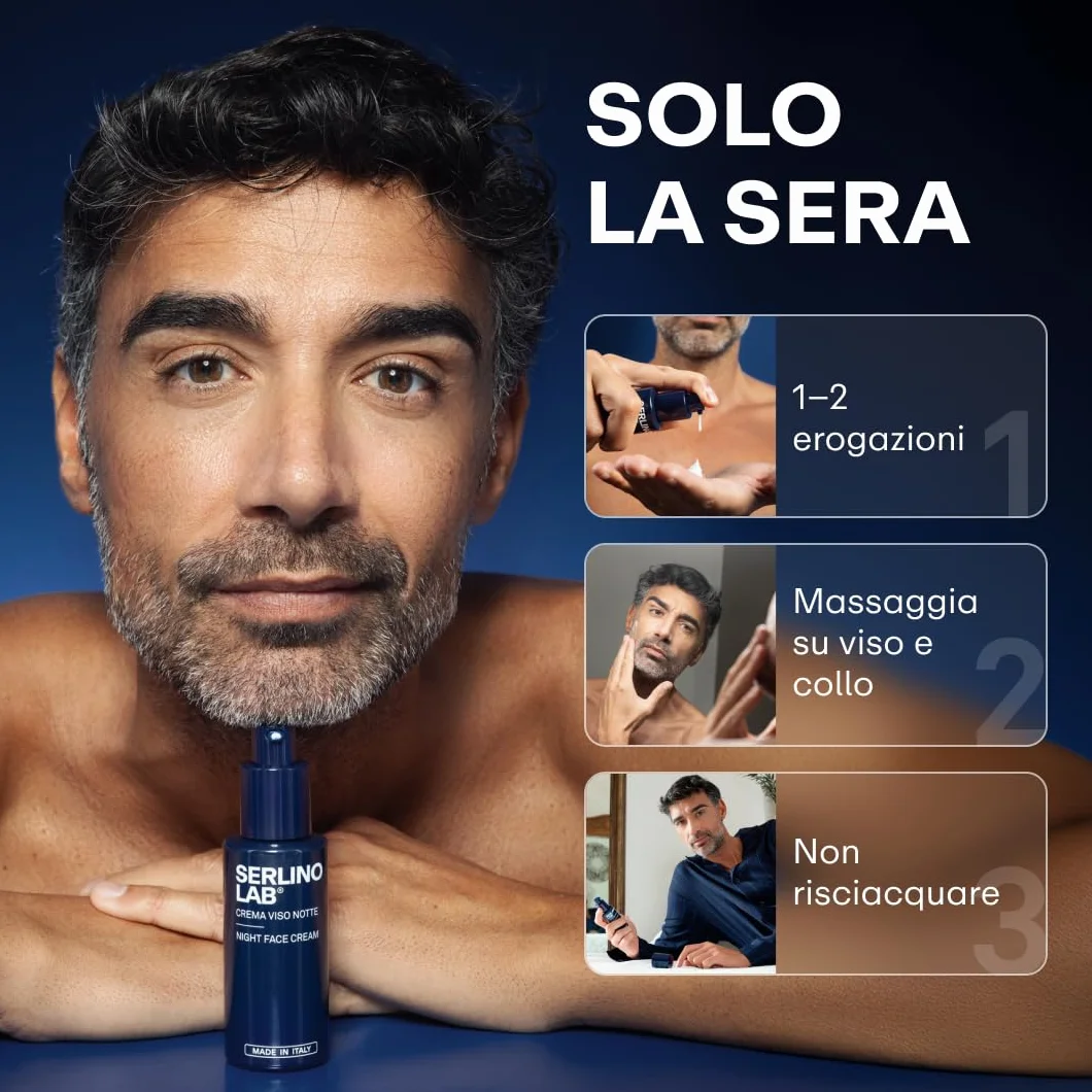 SERLINOLAB Crema Viso, idratante con Retinolo, Acido Ialuronico, Effetto Rinfrescante, Riduce Rughe e Macchie, Rende la Pelle Elastica e Luminosa