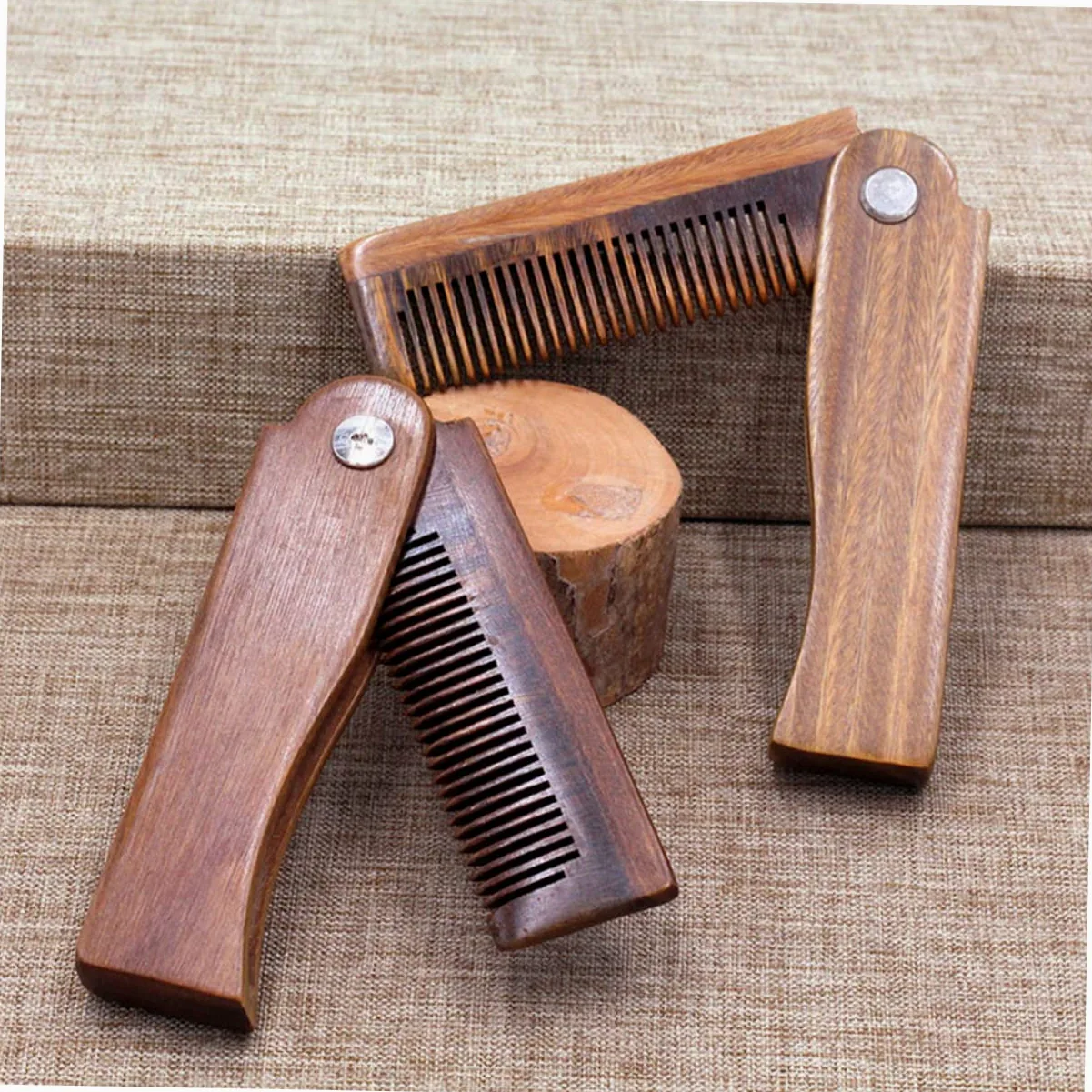 Beavorty 4 Set Pettine Tascabile Pieghevole Per Uomo Pettine Per in Legno Strumento Per Lo Styling Di Baffi E Barba Per Baffi in Legno Compatto E Portatile