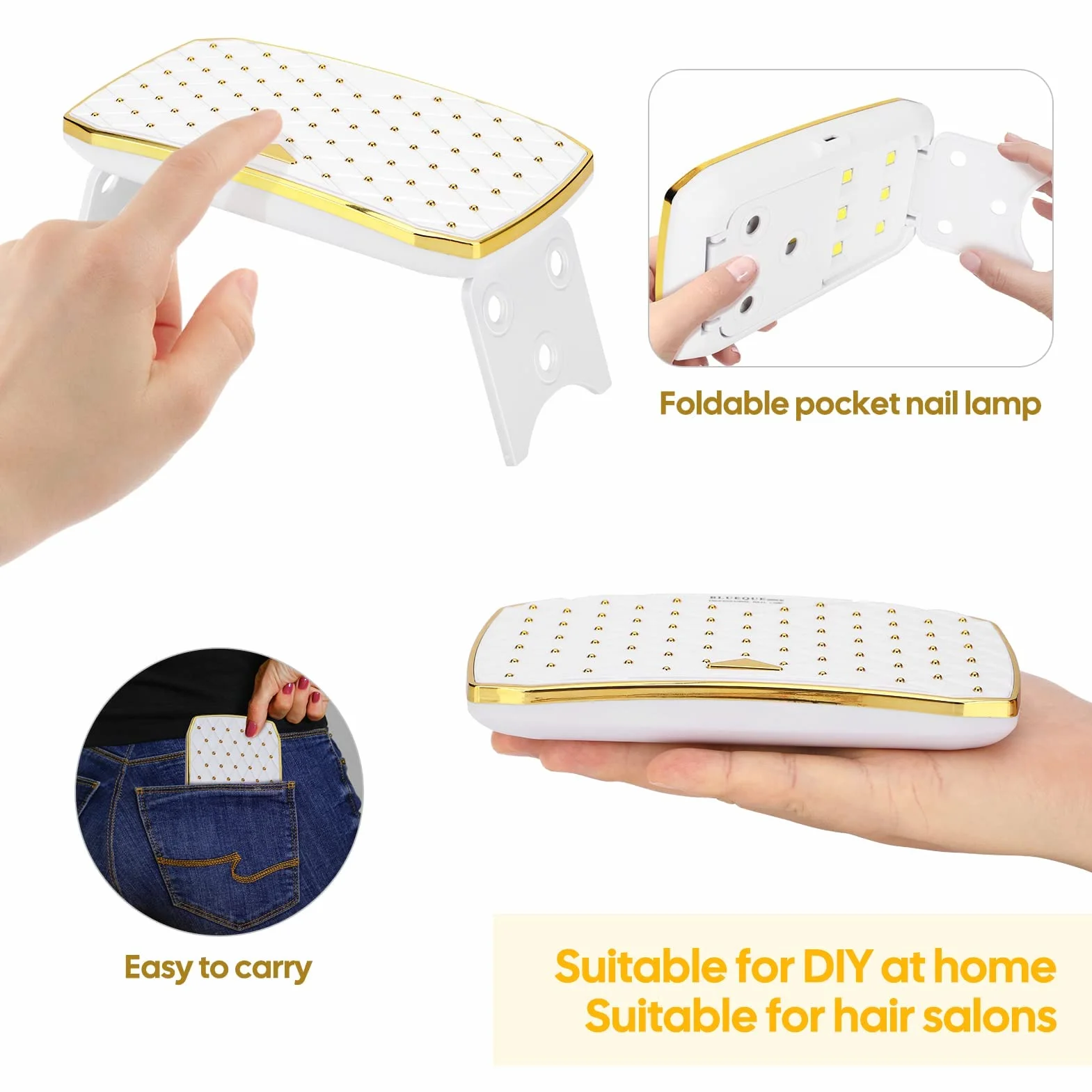 zalati Lampada per unghie da 36 W, luce UV LED, pieghevole, portatile, lampada per unghie in gel, asciugatura rapida, nail art