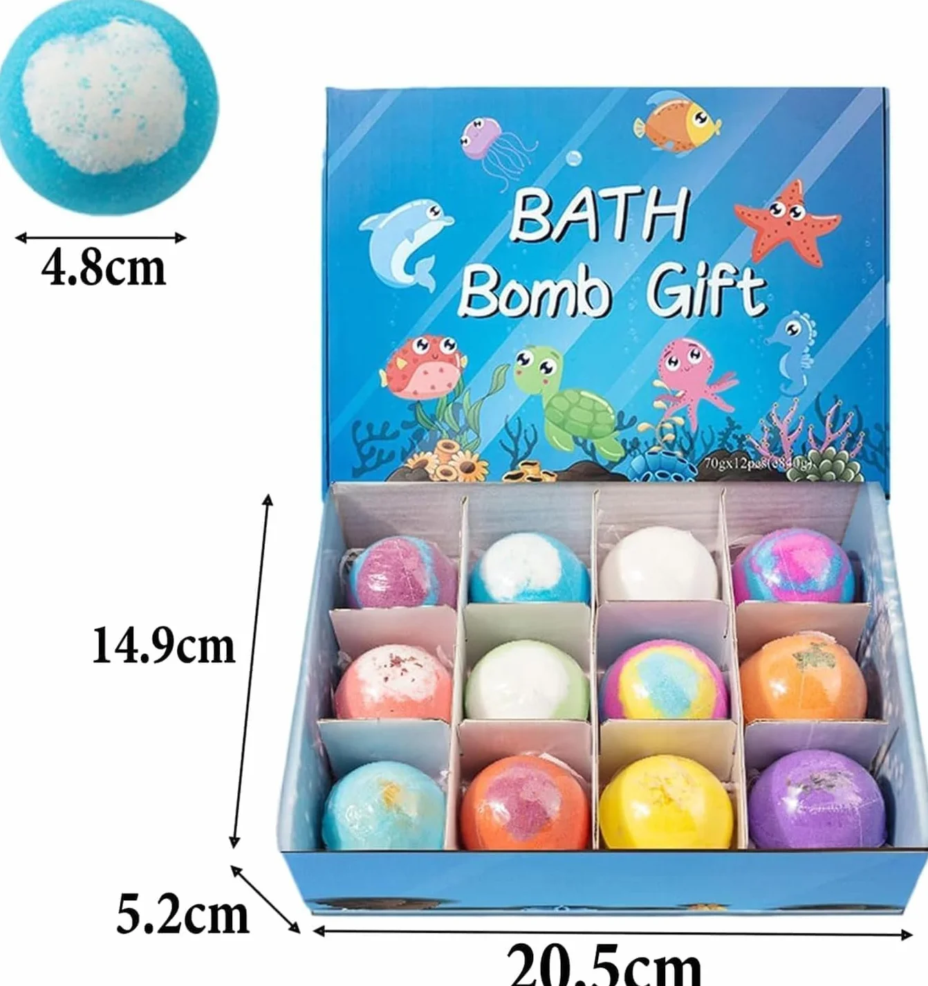 STOAT Bombe da Bagno Bambini con Sorpresa, 12Pz Scatola Regalo con Giocattoli, Naturali Bio, Schiuma Bagno Delicata per Ragazzi