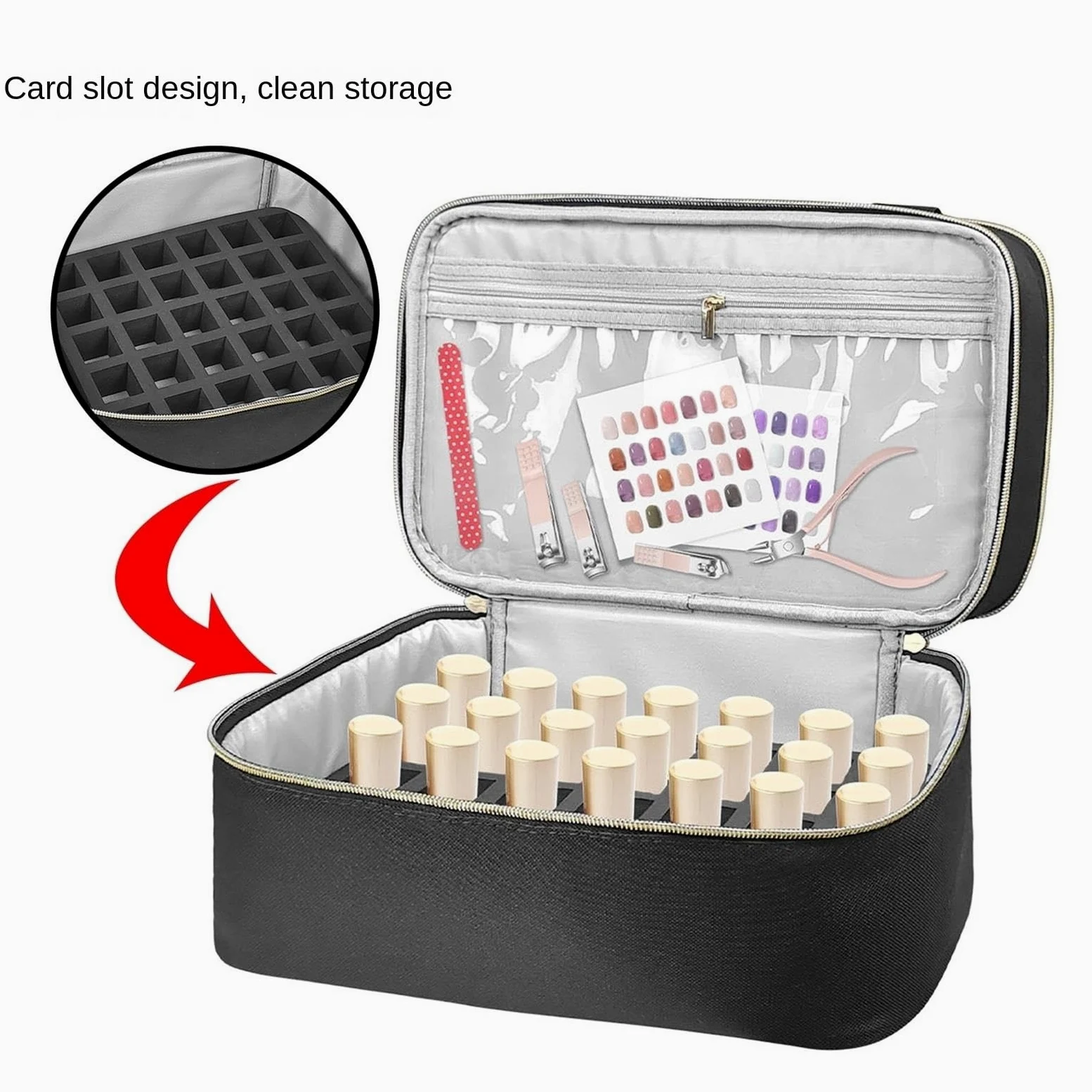 Porta Smalti Valigetta Unghie Borsa Portaoggetti For Smalto A 2 Strati Con Tasca Superiore For Nail Art Borsa Viaggio