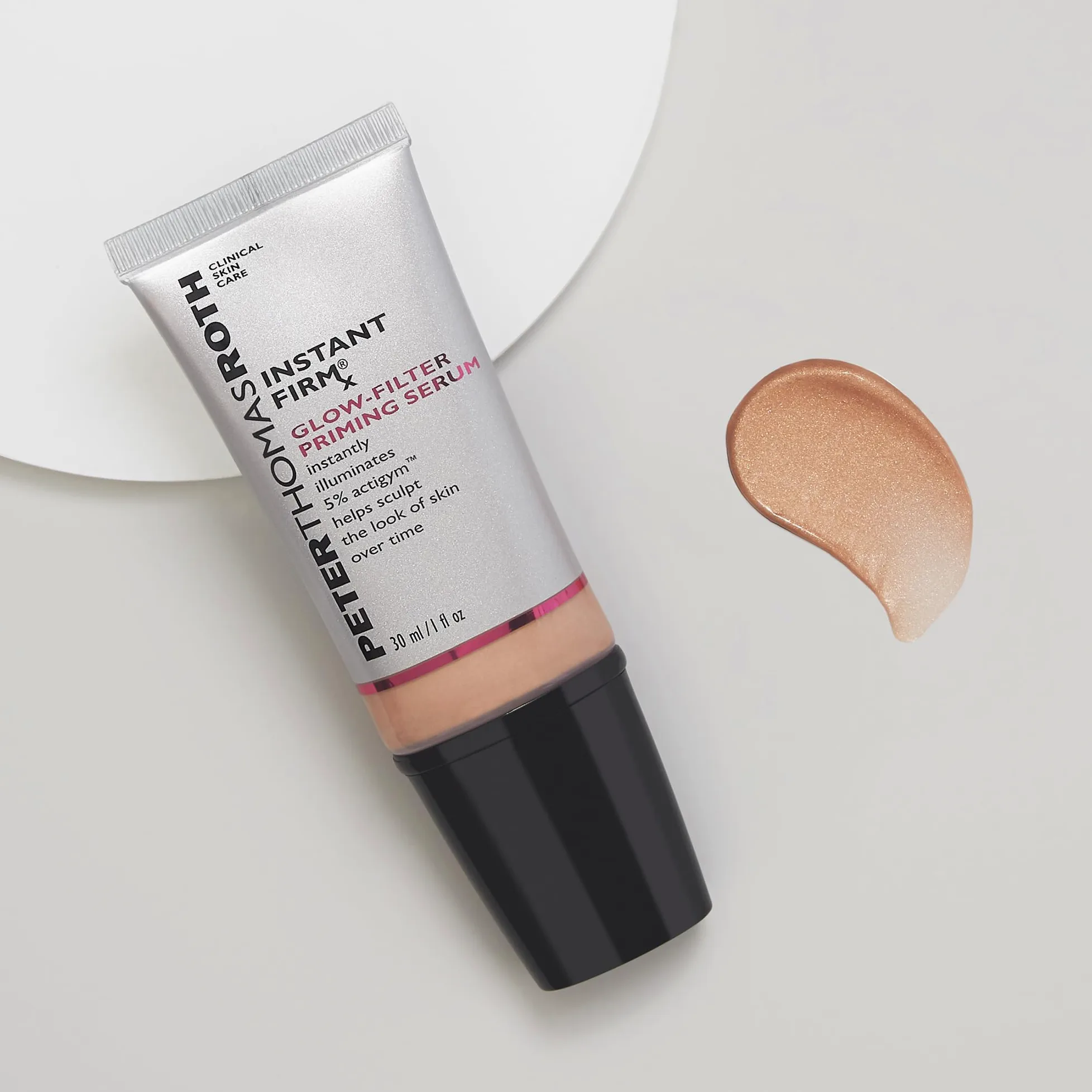Peter Thomas Roth Instant FIRMx Glow-Filter Priming Serum - Siero primer illuminante con effetto lifting visibile, con tecnologia Actigym e polvere di diamante, 30 ml