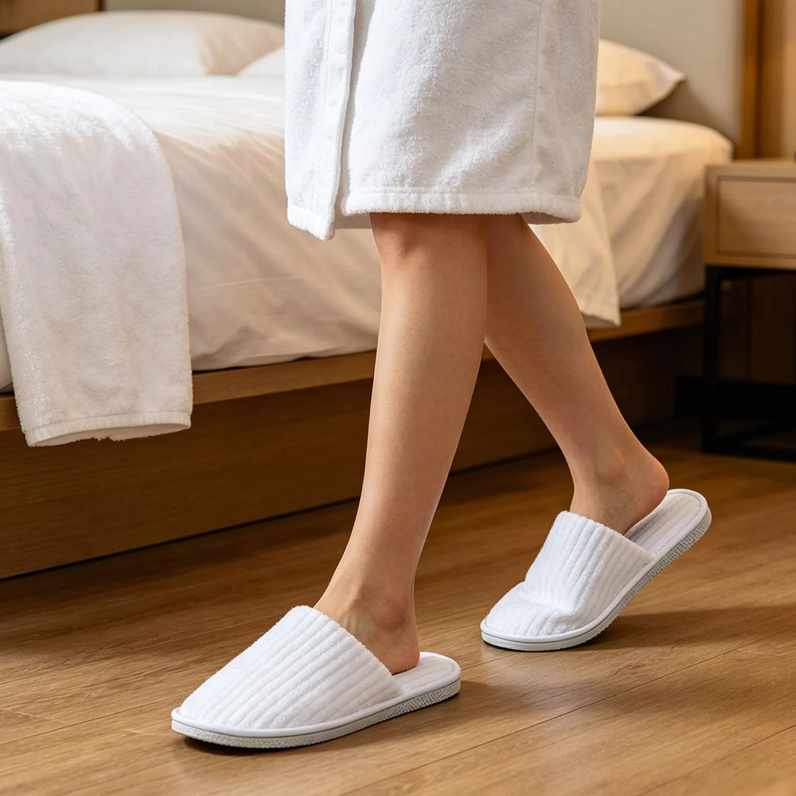 Ciabatte & Pantofole Usa e Getta 2 Coppie Unisex Salvaspazio Antiscivolo per Ospiti, Viaggio, Hotel, SPA, Casa, Bianco Crema & Azzurro.