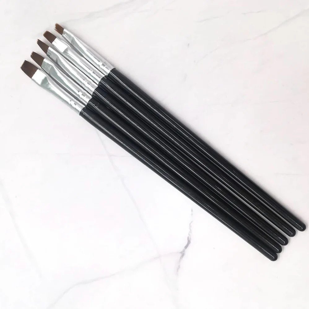 Set di 5 pennelli per manicure, colore nero, per unghie