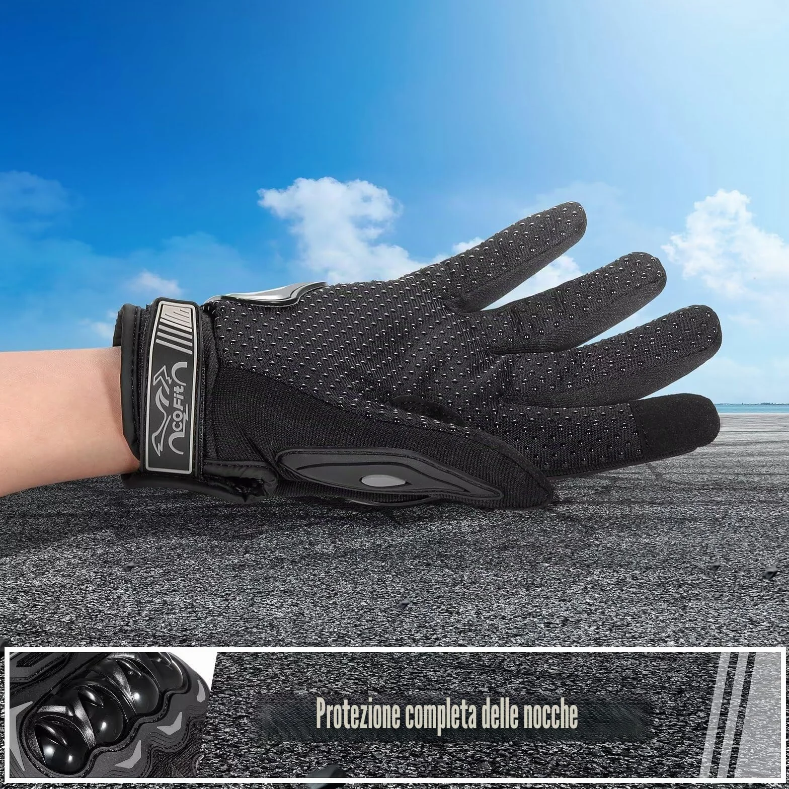 COFIT Guanti da Moto Touchscreen, Guanti per Corse Motocicletta, ATV BMX MTB Bicicletta, Arrampicata, Motocross