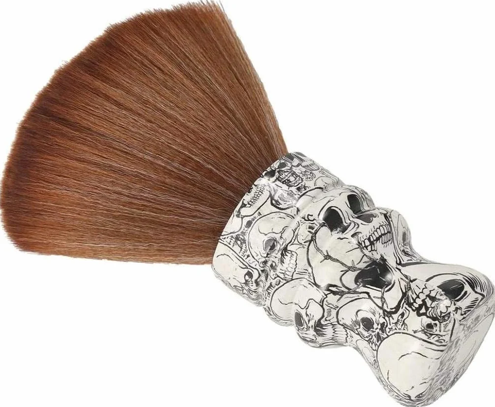1 pennello da barba morbido per collo e viso, spazzola per la pulizia dei capelli da barbiere con manico