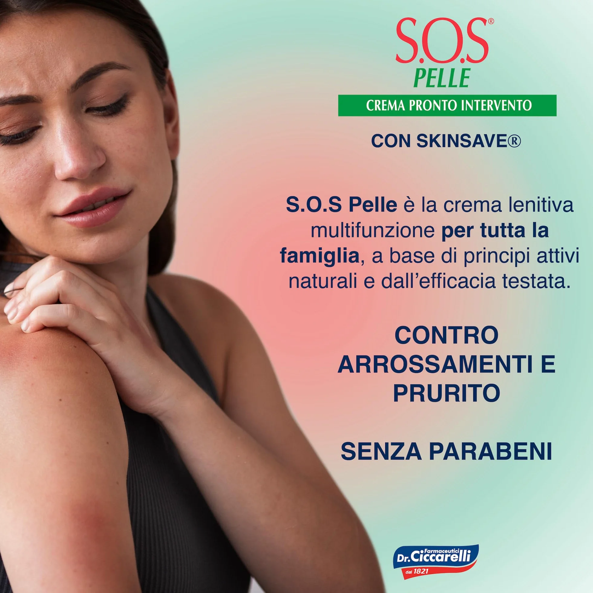 Crema Pronto Intervento S.O.S Dr Ciccarelli, Riduce Rossore e Prurito, 100% Made in Italy, Tubetto 25 ml