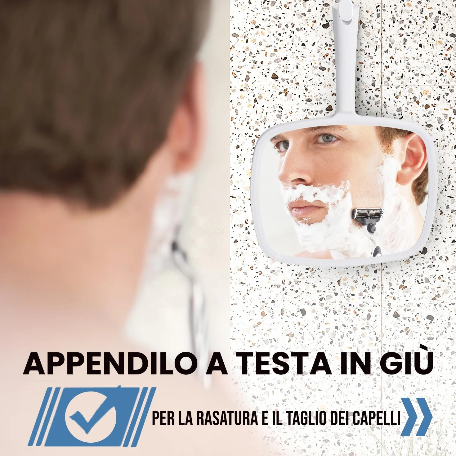 Mirrorvana Specchio a mano con manico ergonomico 20,3 x 27,9 cm bianco