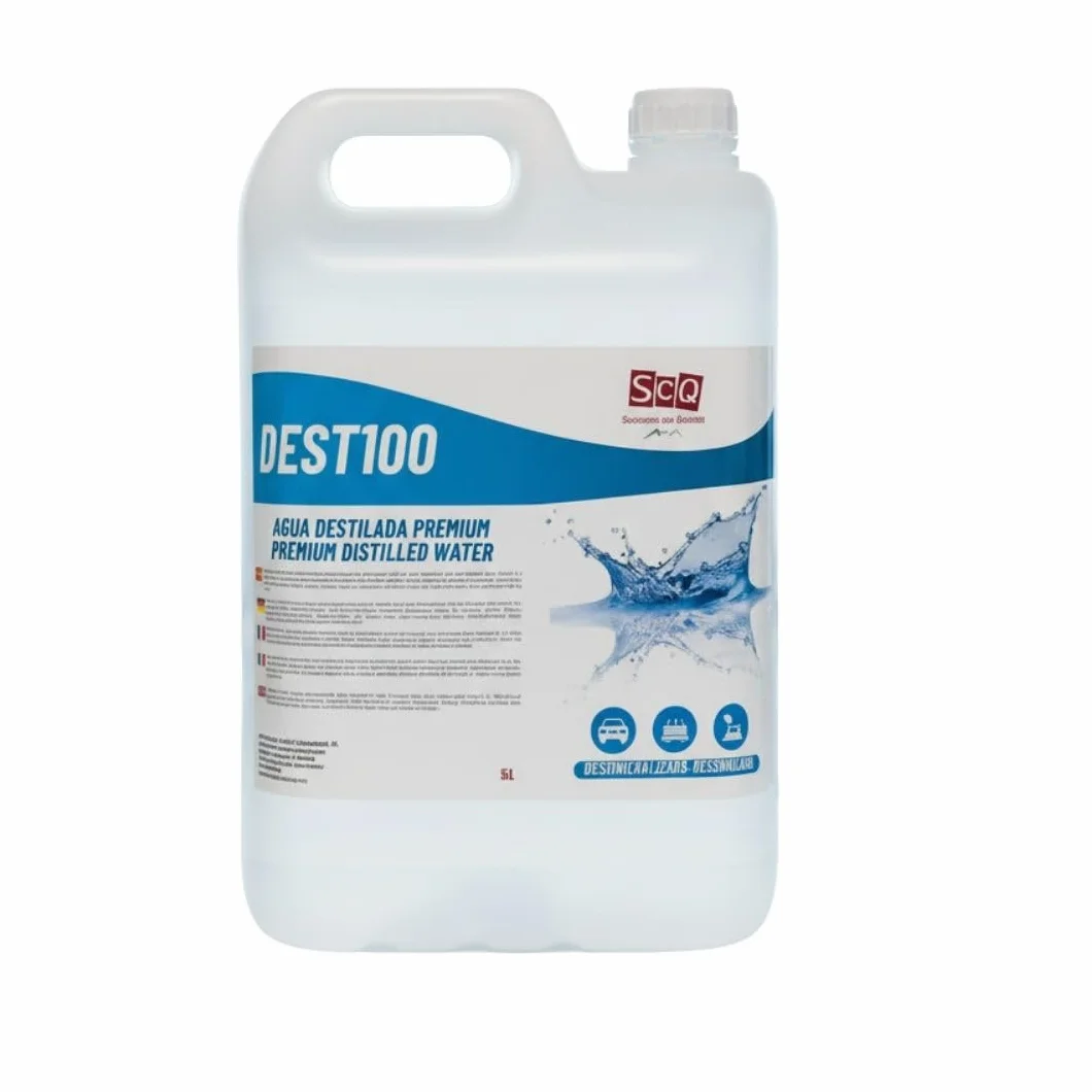 Acqua distillata pura al 100% da 5 l, ideale per batterie, ferri da stiro, umidificatori, pulizia, motori, CPap, laboratori. Acqua demineralizzata, acqua deionizzata. conducibilità inferiore a 1