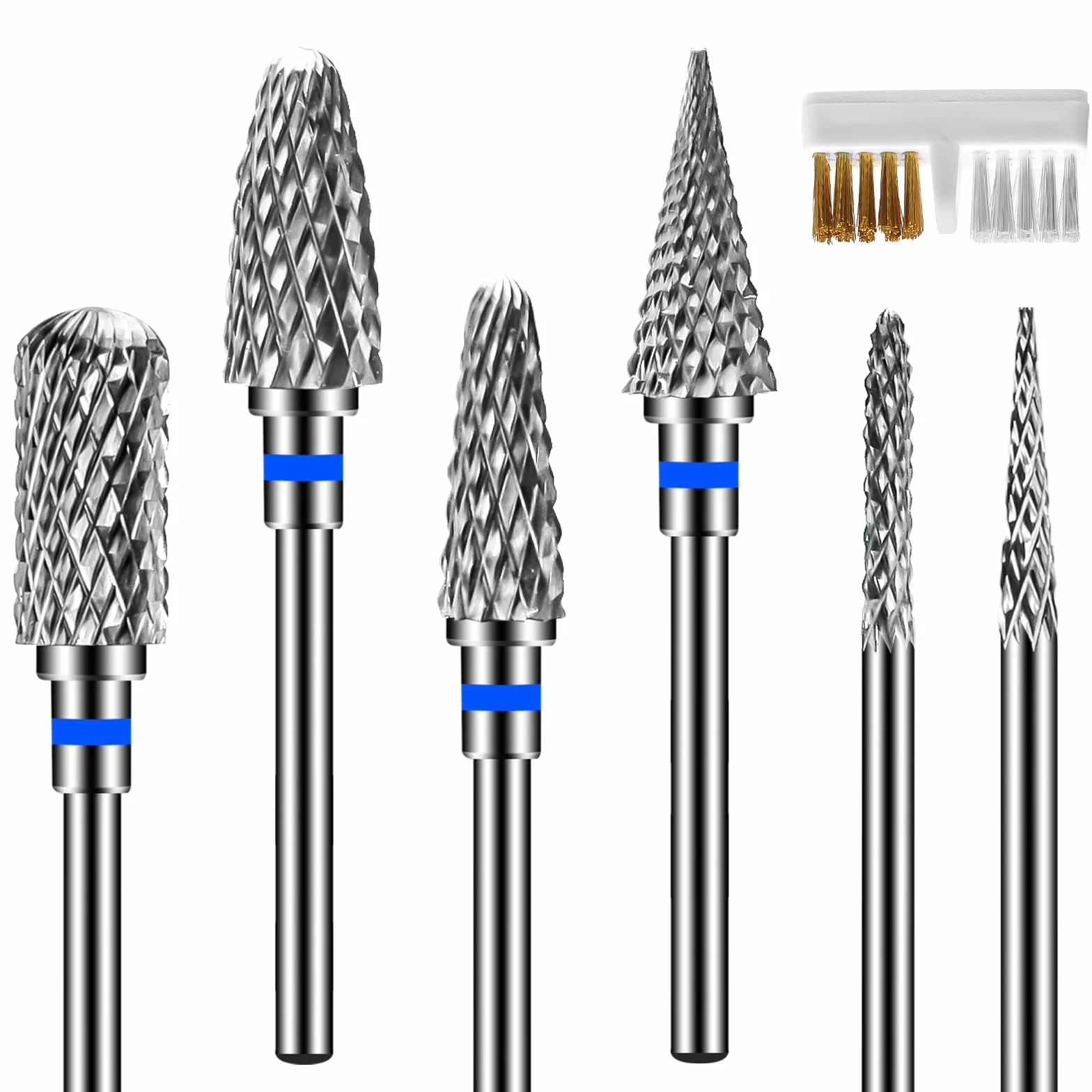 Diesisa 6 Pezzi Punte Fresa Unghie, Punta Fresa Rimozione Gel Acrilico Cuticola, Punte Fresa Professionale 3/32 Pollici (2,35 mm), Punta Fresa Unghie in Carburo Tungsteno (Grana Media)