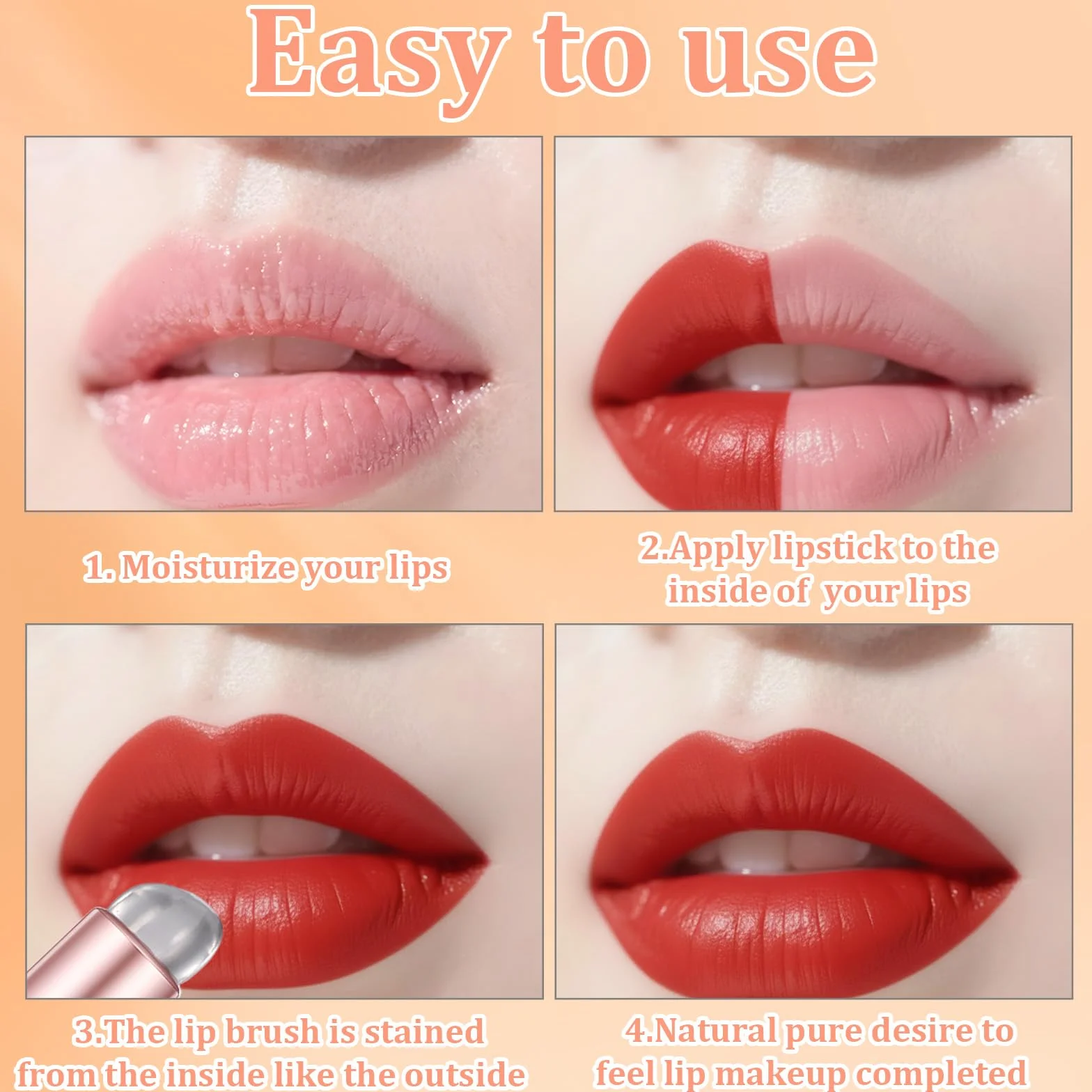 Ymapinc - Set di 4 pennelli per labbra in silicone per rossetto, riutilizzabili, con coperchio (rosa), applicatori multiuso per rossetto, pennelli da trucco, applicatori professionali per trucco