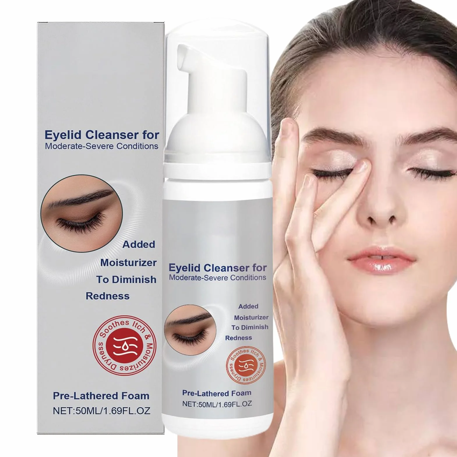 Detergenti per Palpebre,Schiuma Detergente per Ciglia Pulizia Profonda 50 ml | Struccante Idratante Lavaggio Delicato per Pelli Grasse Secche Sensibili Uomini Donne