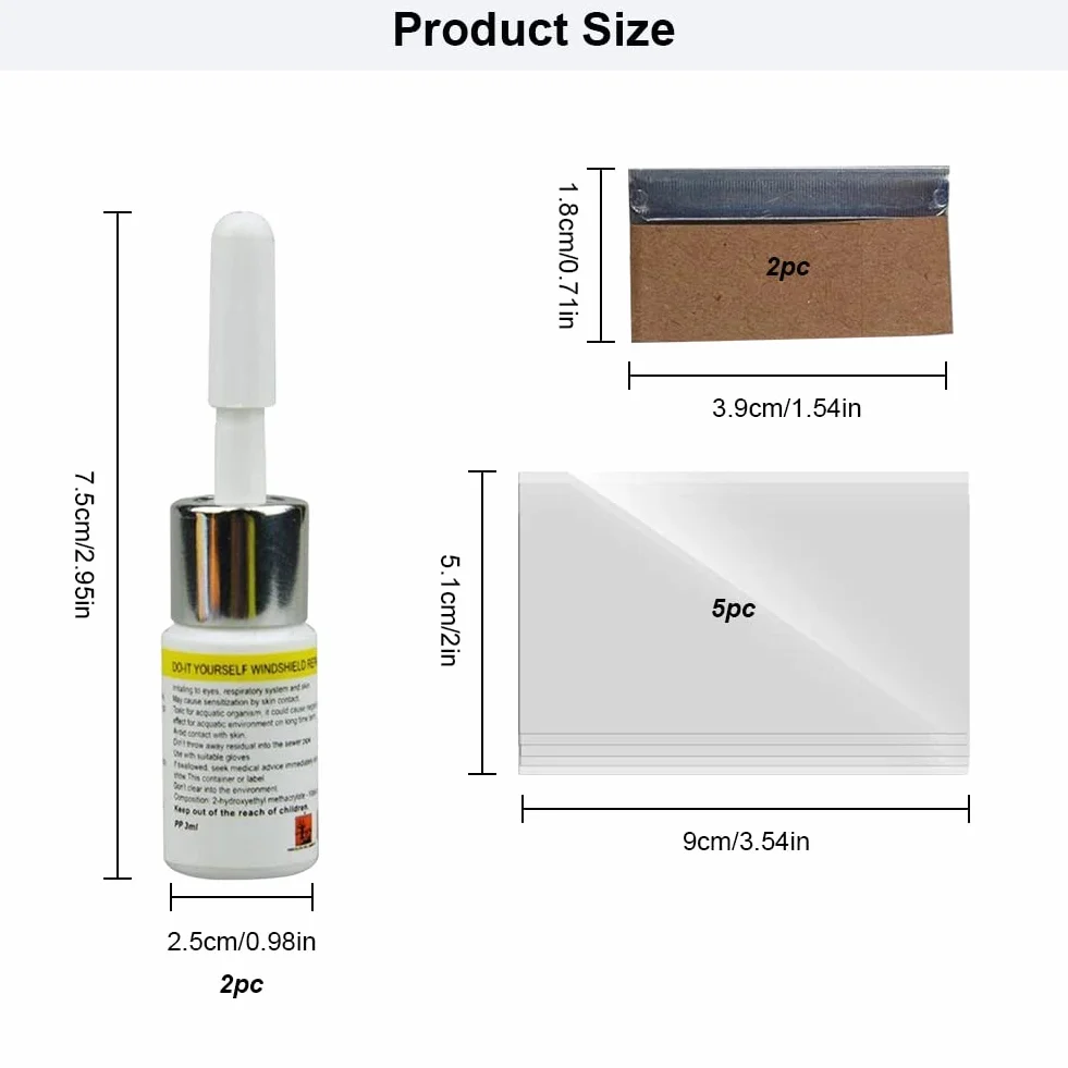 Kit Riparazione Crepe Vetro per Parabrezza Auto, Set Repair Liquido
