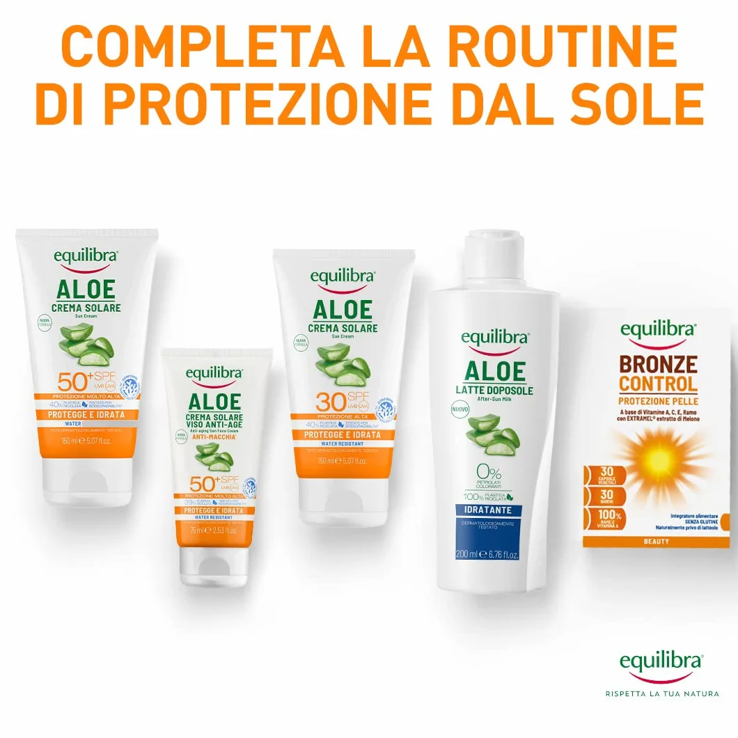 Equilibra Solari Aloe Crema Solare SPF 50+ Travel Size 75ml Water Resistant