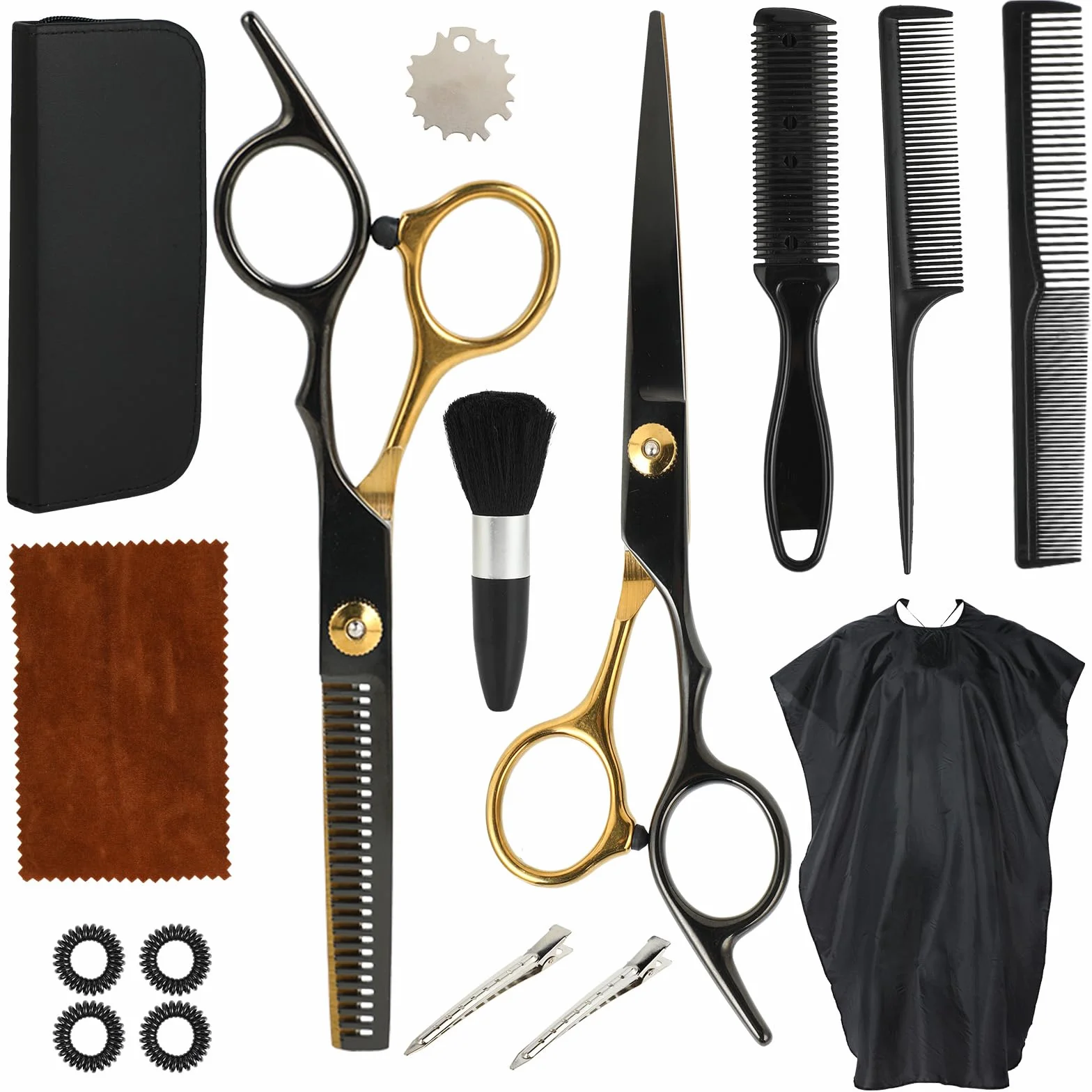 Forbici Parrucchiere Professionali 16 Pezzi – Forbici Capelli 6,7" Acciaio 440C, Forbici Sfoltire & Kit Barbiere