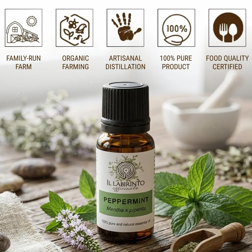Olio Essenziale Menta Piperita puro alimentare Italiana Il Labirinto Officinale 10ml