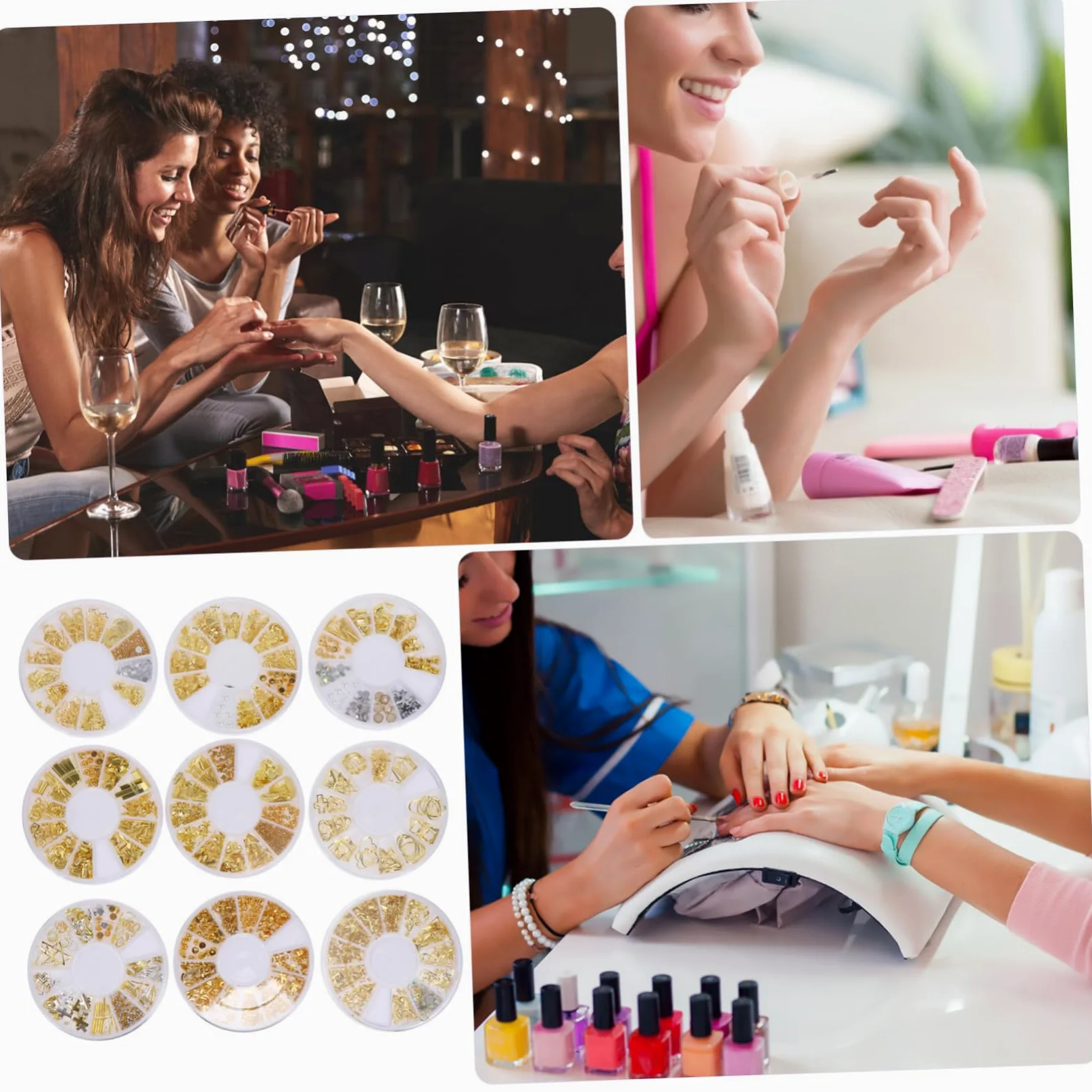 3 Set Decorazioni Per Unghie Dorati Ciondoli Per Nail Art Te Accessori Manicure Eleganti E Facili Applicare Per Principianti E Professionisti 9 Scatole*3