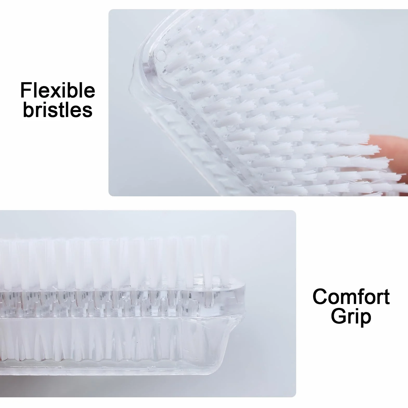 Spazzola Per Unghie Plastica Universale per Pulizia Mani 2 Pezzi