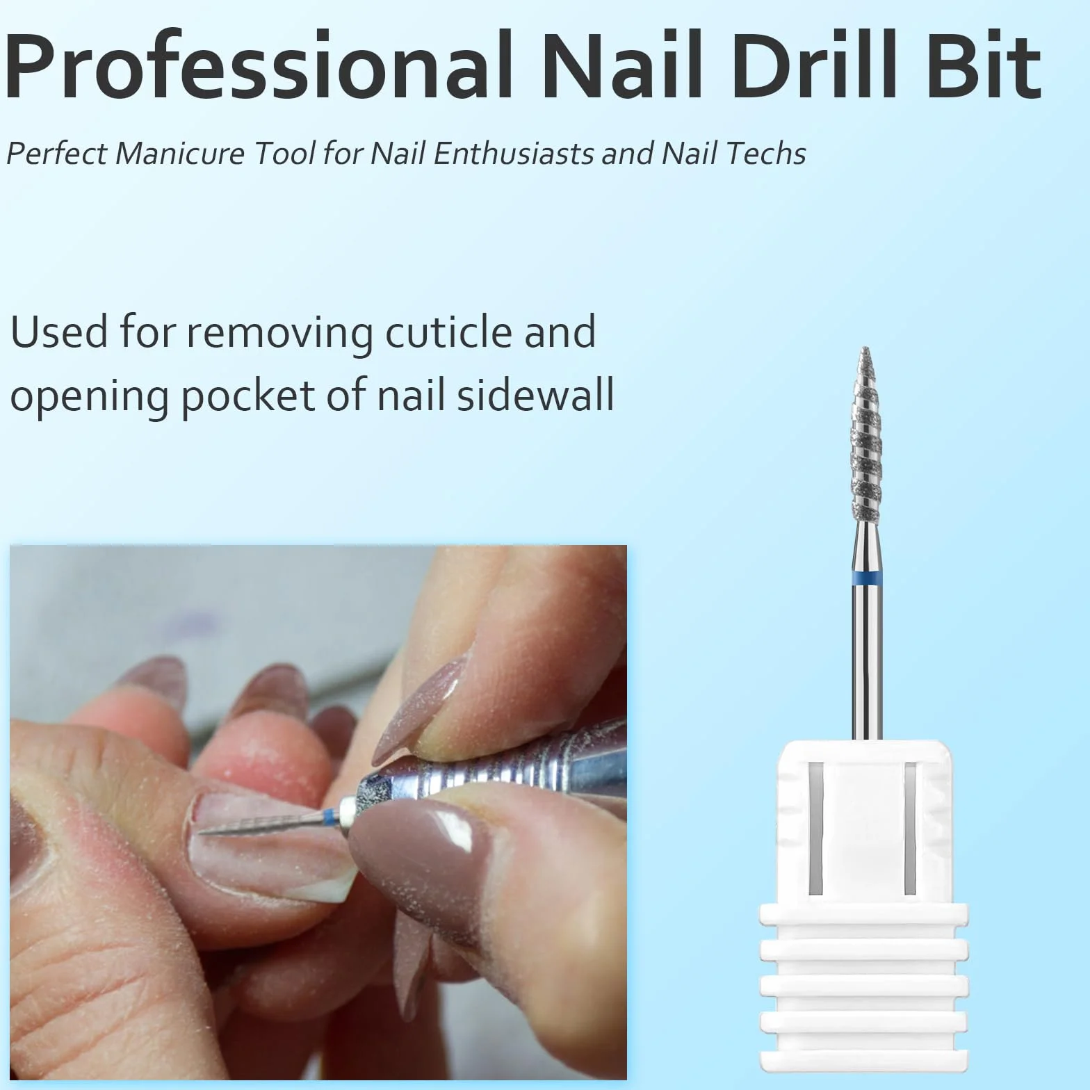 Punte Fresa Unghie Professionale Diamante Carburo Grana Media Forma Fiamma Rimozione Cuticole Manicure Pedicure