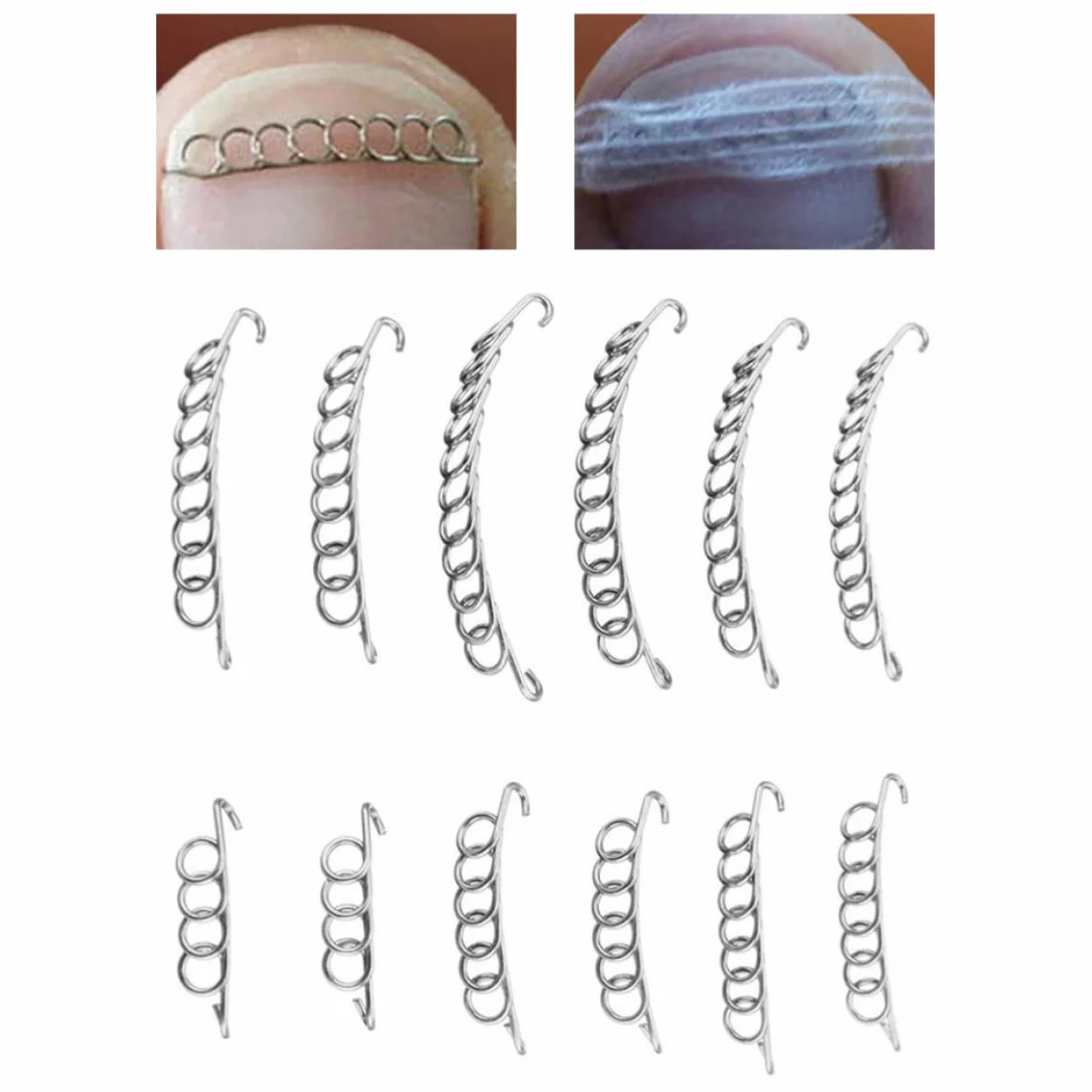 Filo correttore di punta incarnita, filo di correzione dell'unghia del piede Ingrimato di pedicure utensile inossidabile Recupero di unghie in acciaio inossidabile correttore 12pcs 12pcs