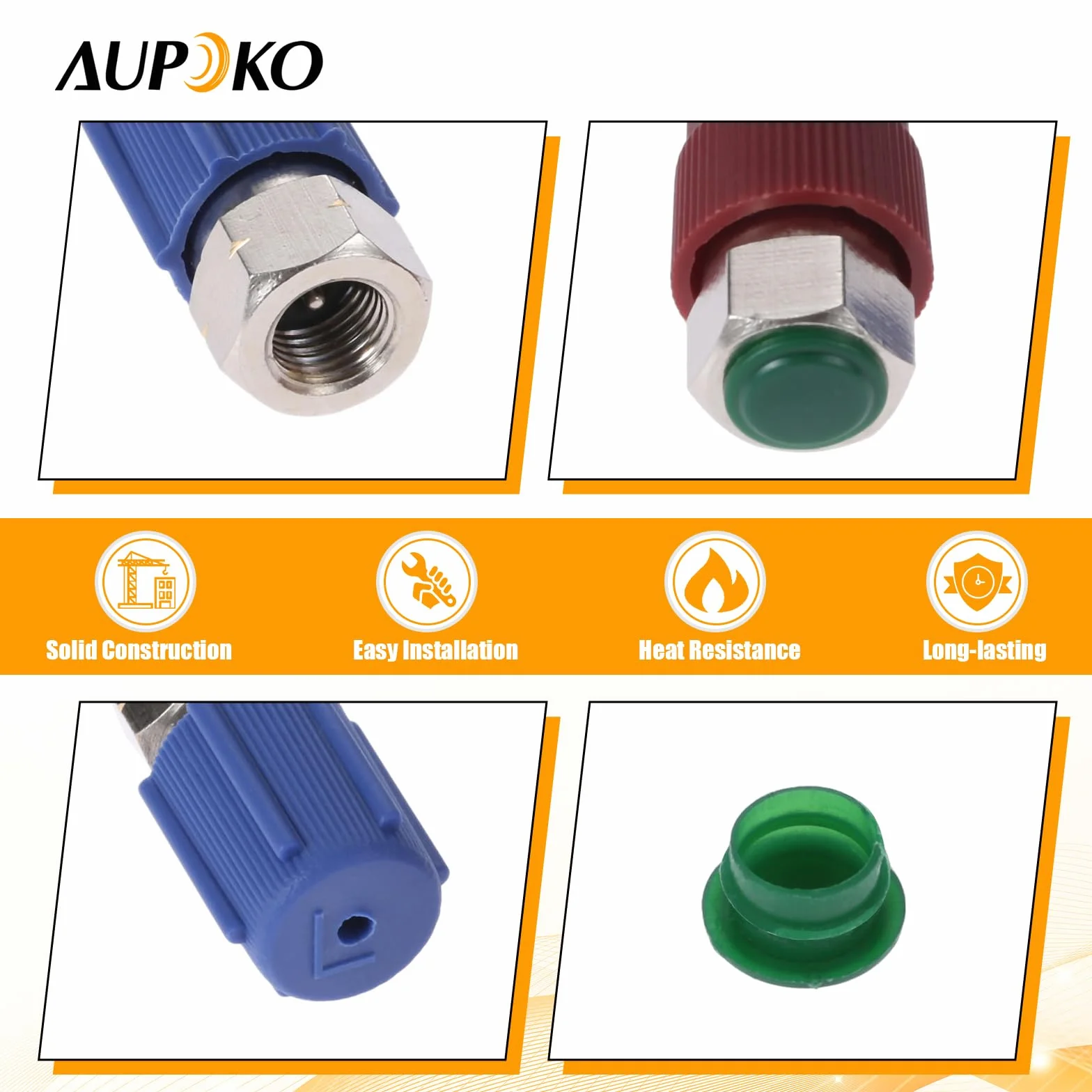 Aupoko Kit Adattatore Conversione R12 R22 a R134A, Set 2 Valvole Alta/Bassa 1/4" SAE 7/16"-20 UNF
