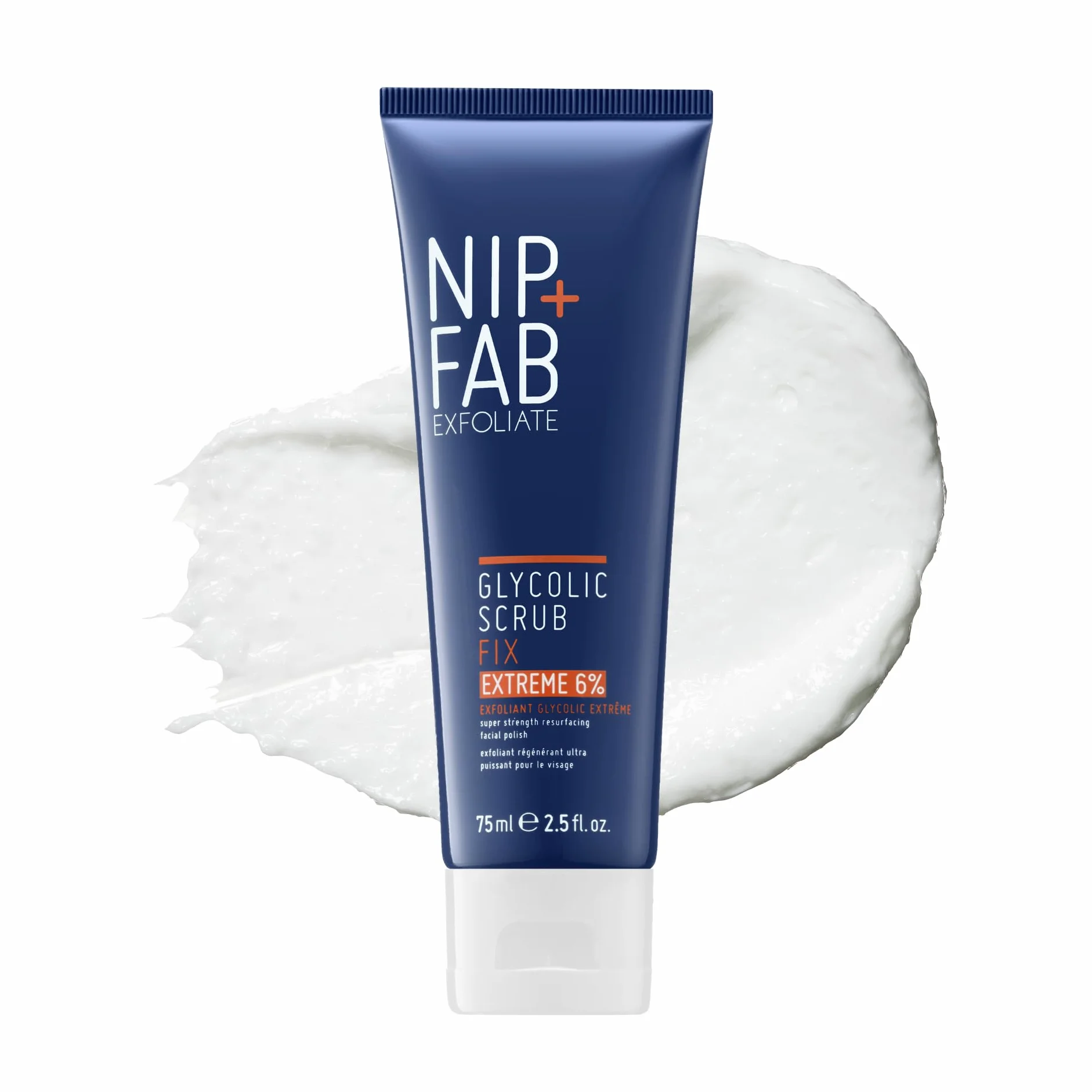Nip + Fab Glycolic Fix Scrub Estremo – Peeling Viso con 6% Acido Glicolico – Peeling 3-in-1 AHA/BHA per Minimizzare i Pori e Levigare la Pelle, 75 ml