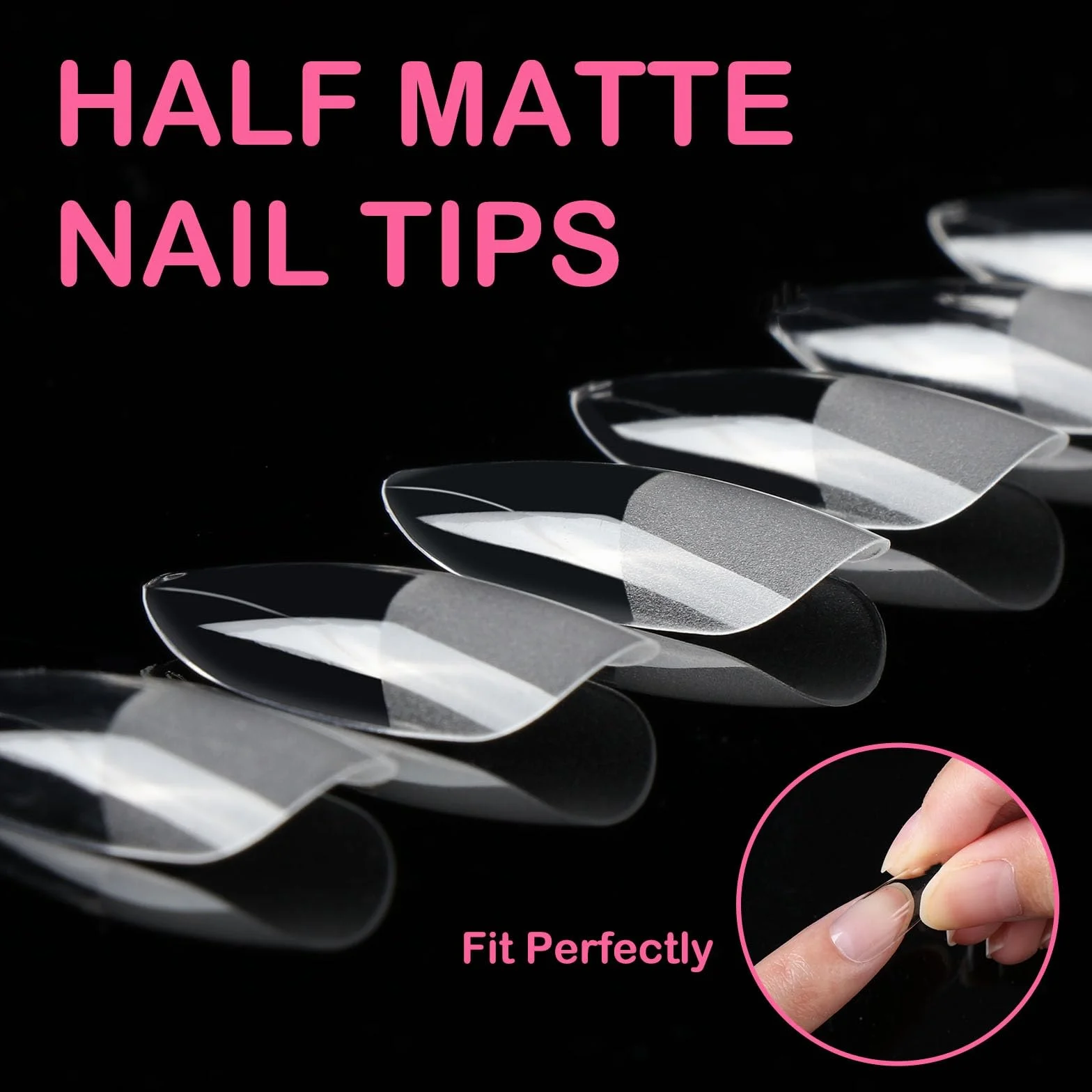 Diboniur 550 Pezzi Tip in Gel Unghie, 11 Taglie, Unghie Finte Copertura Completa, Mandorla, Medium