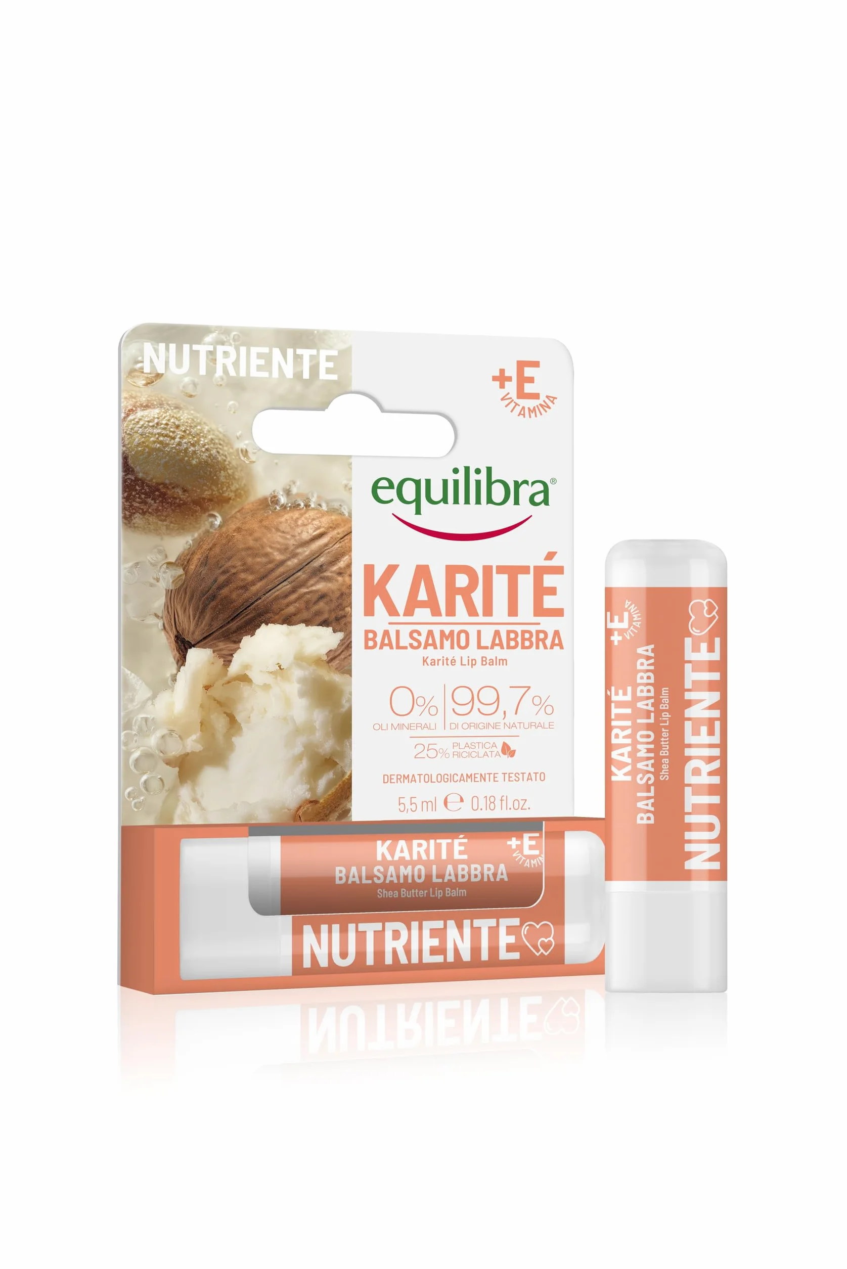 Equilibra Karité Balsamo Labbra Burro di Karité Olio di Jojoba Vitamina E 5,5 ml