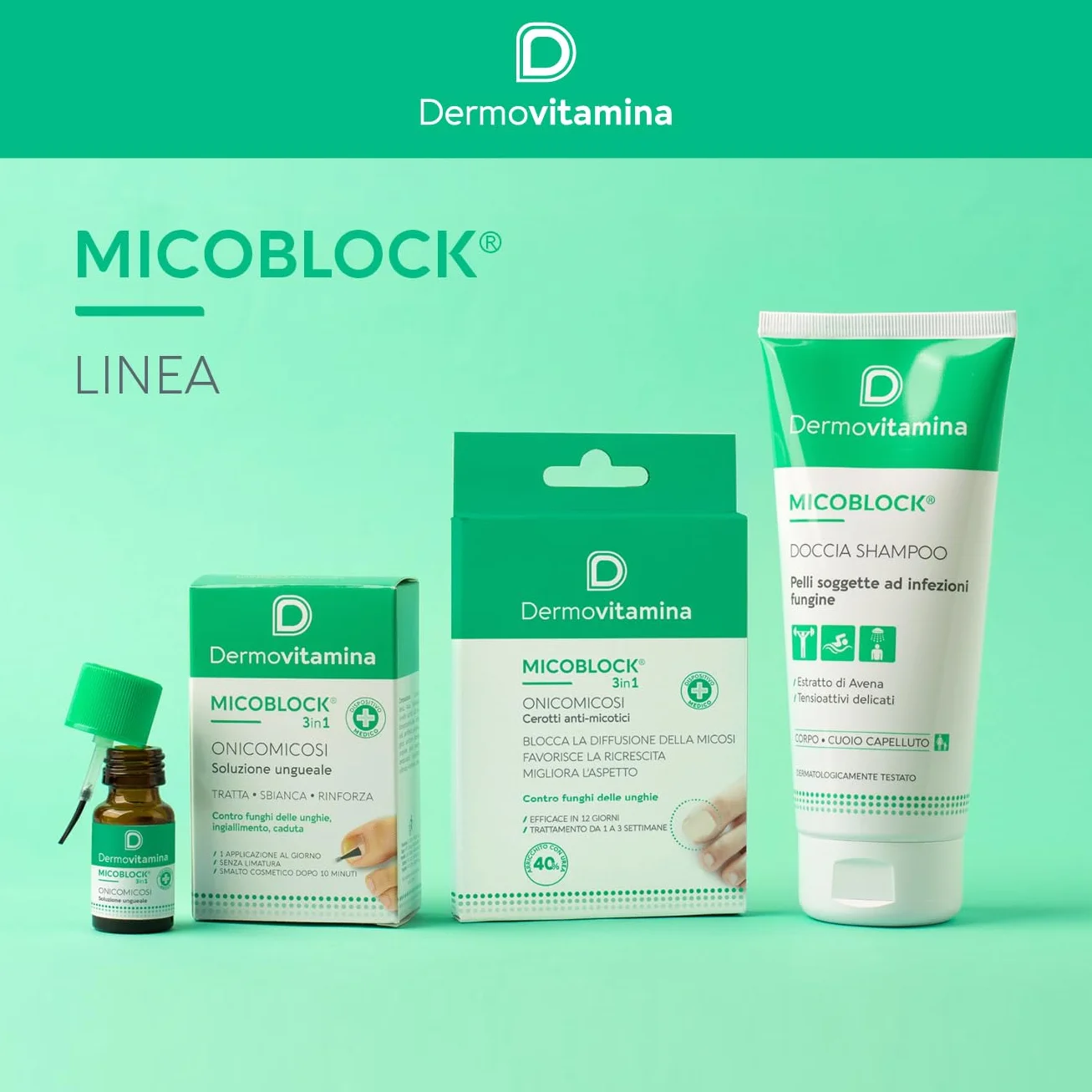 Dermovitamina Micoblock 3in1 Onicomicosi Soluzione Ungueale Micosi Smalto Curativo Nude 7 ml + 5 ml