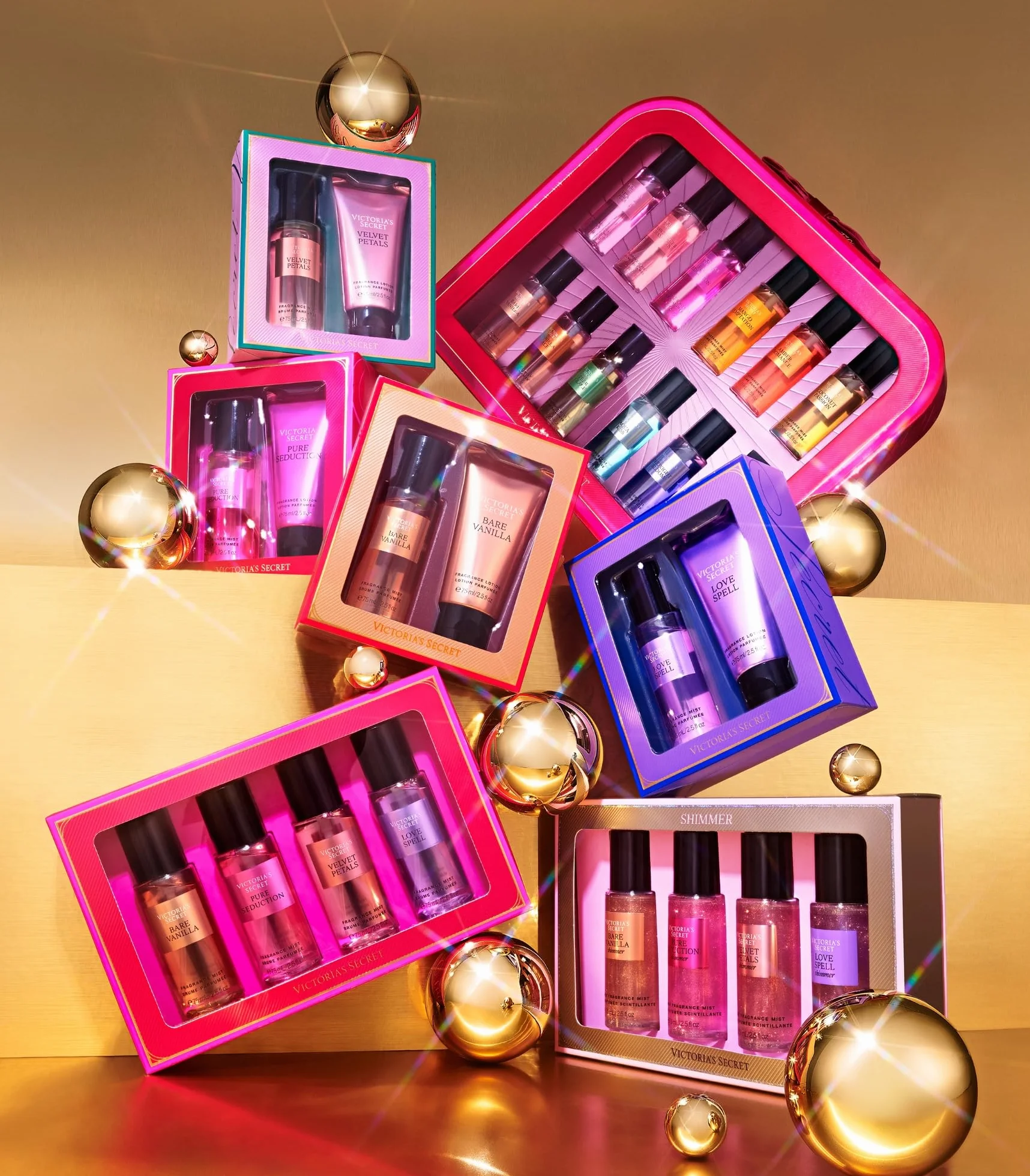 Victoria's Secret Set regalo lucido da 4 pezzi, collezione nebbia profumata, diversi profumi