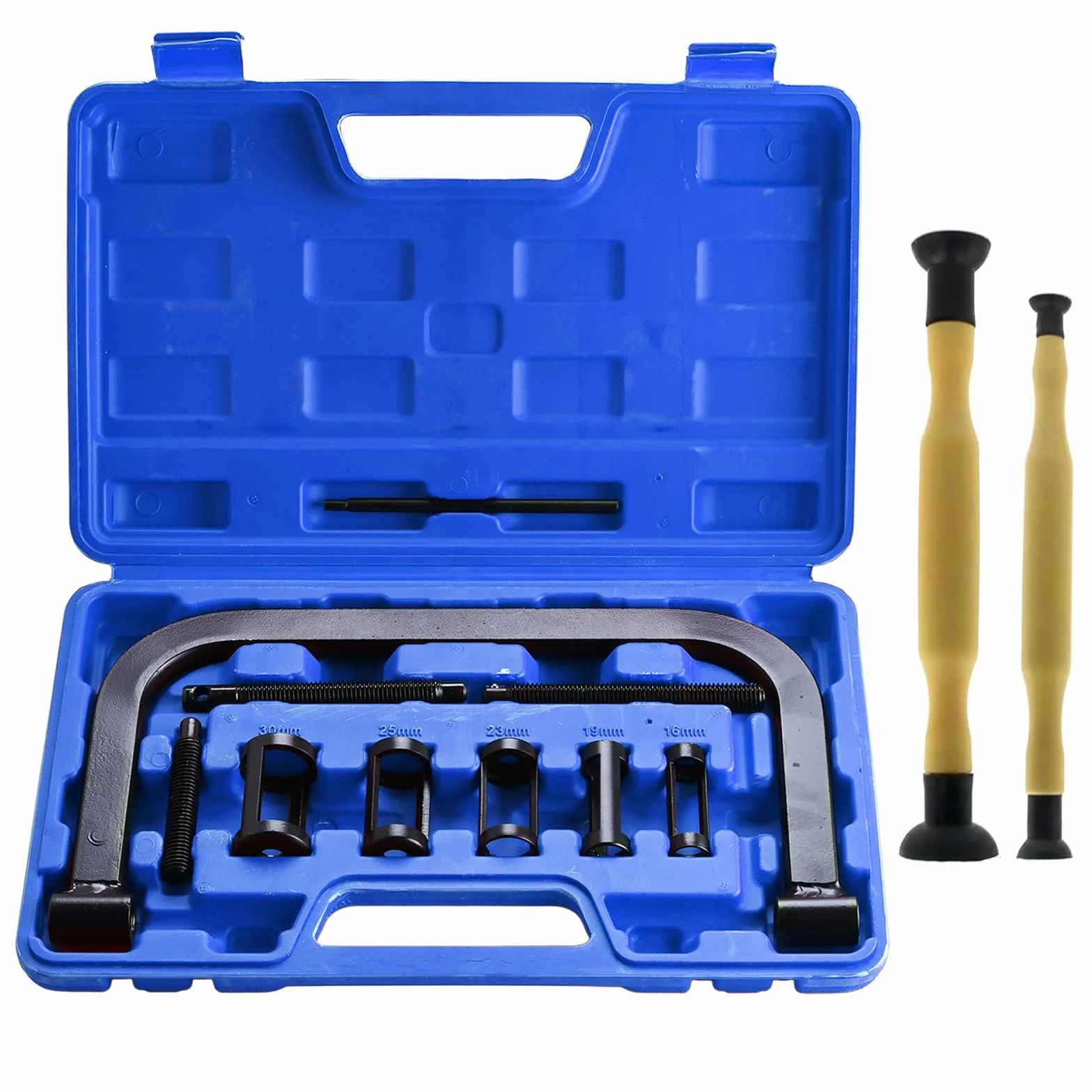 FreeTec 12 Pezzi Compressore Molle Valvole, 16-30mm Set Compressore Molle Valvole con Smerigliavalvole, Morsetto C Massiccio Attrezzo Compressore Molle della Valvola per Motore Auto Moto