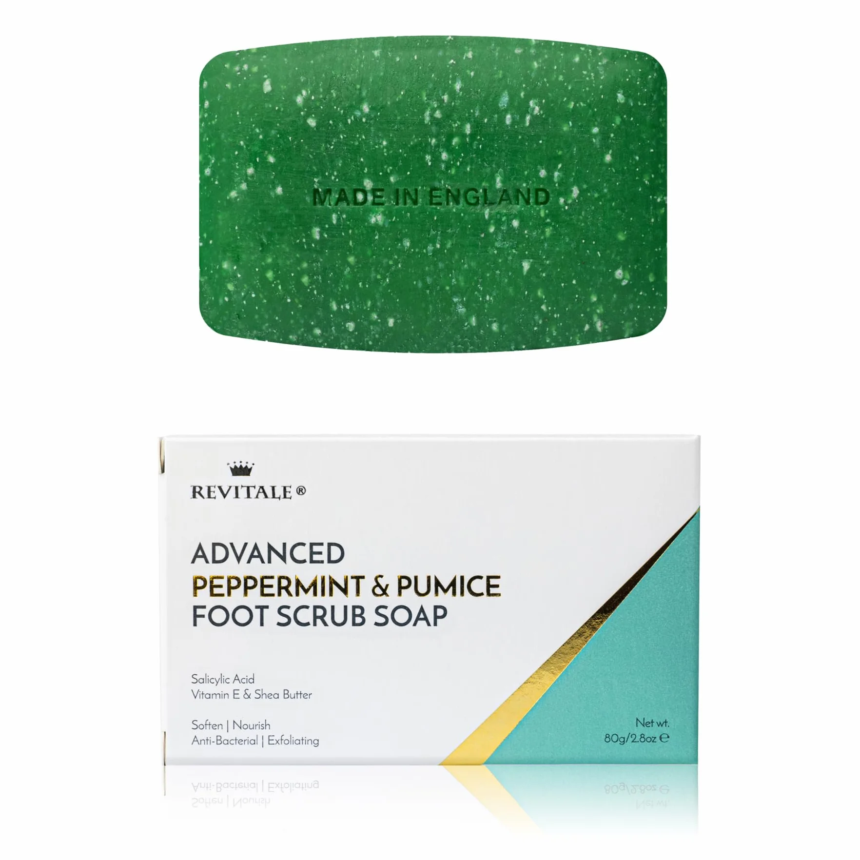 Revitale Advanced Sapone Esfoliante per Piedi con Menta Piperita e Pomice – Barra Esfoliante e Rivitalizzante per i Piedi