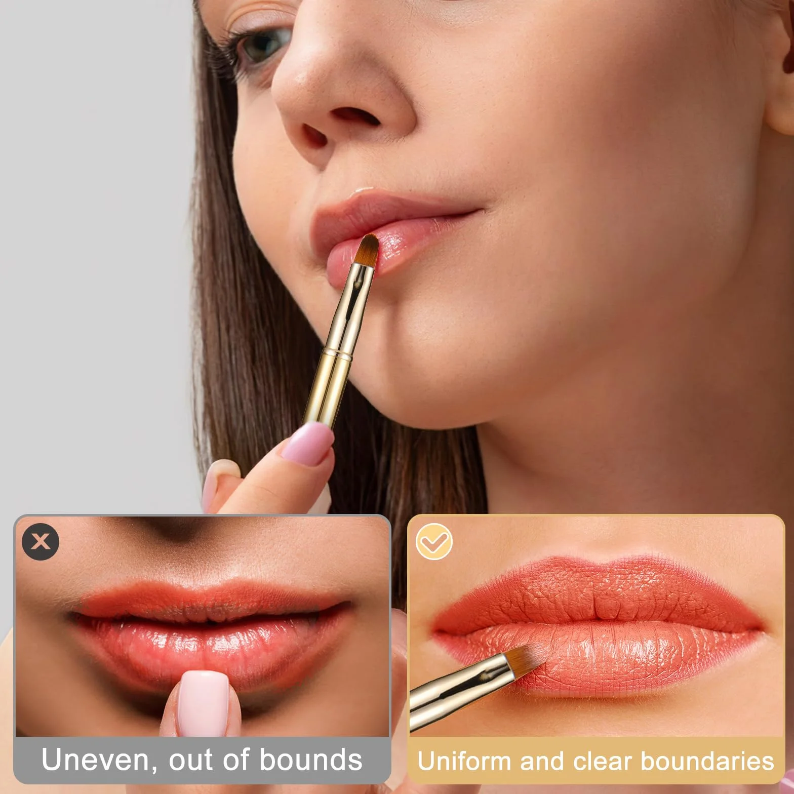 simarro 2 pennelli retrattili per rossetto, in metallo a doppia estremità, da viaggio portatili per rossetto lucidalabbra con copertura correttore strumento per il trucco (oro nero)