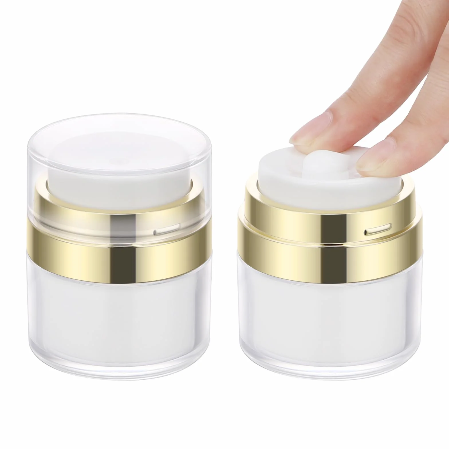 Segbeauty Contenitori Creme, 2 Pezzi 15g Dispenser a Pompa per Crema, Pompe Airless Dispenser Riempibile, Crema Vuoti Barattoli per Viaggio, Contenitori Viaggio per Lozione, Fondotinta Liquida