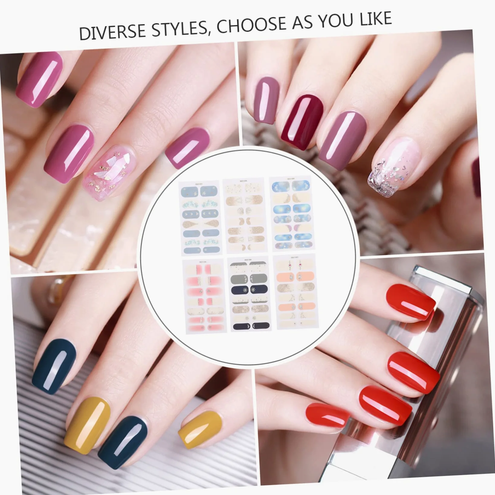 FRCOLOR 30 Fogli adesivi per decalcomanie per adesivi natale manicure strisce per a totale gel per decalcomanie per smalto accessori per