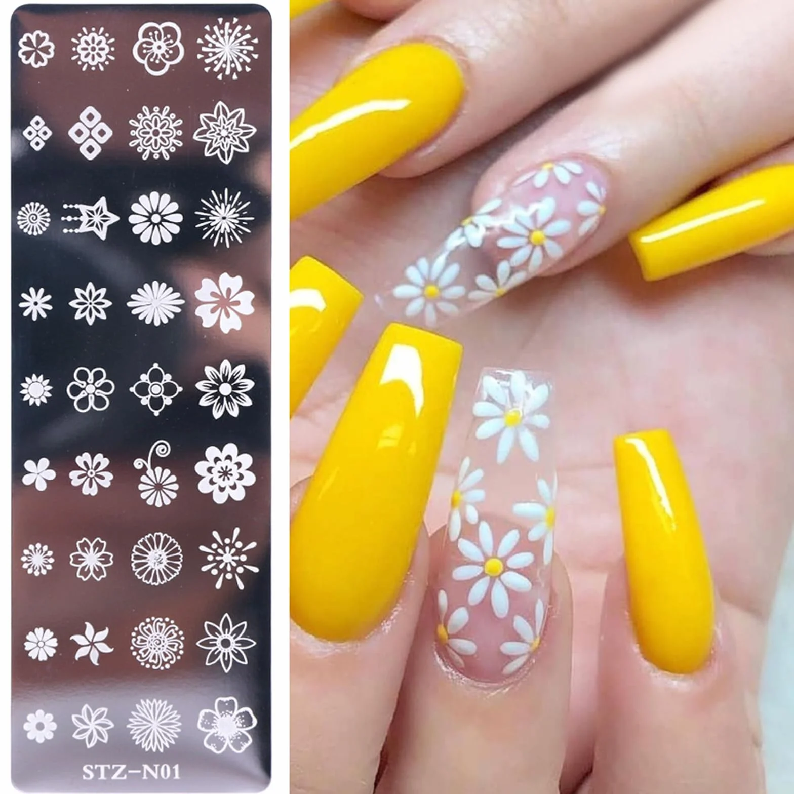 6pcs Set di Nail Art Stamping, Nail Template Piastra per Unghie,Mescolare Unghie Piastre Manicure Nail Piastra, UnghieTimbro Scraper Piatti Templates