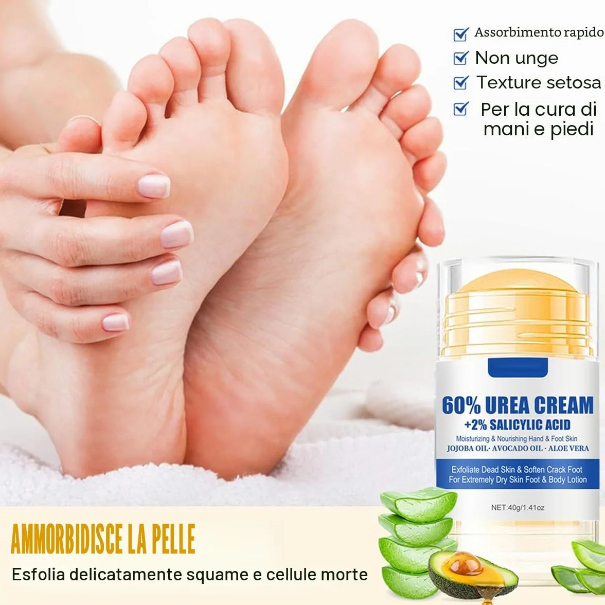 Baorder 2 pezzi Peach Scented and 60% Urea Foot Cream Set idratante Foot Cream, Repair Dry Skin, mani, talloni, gomiti e ginocchia, cura morbida e idratante per donne e uomini