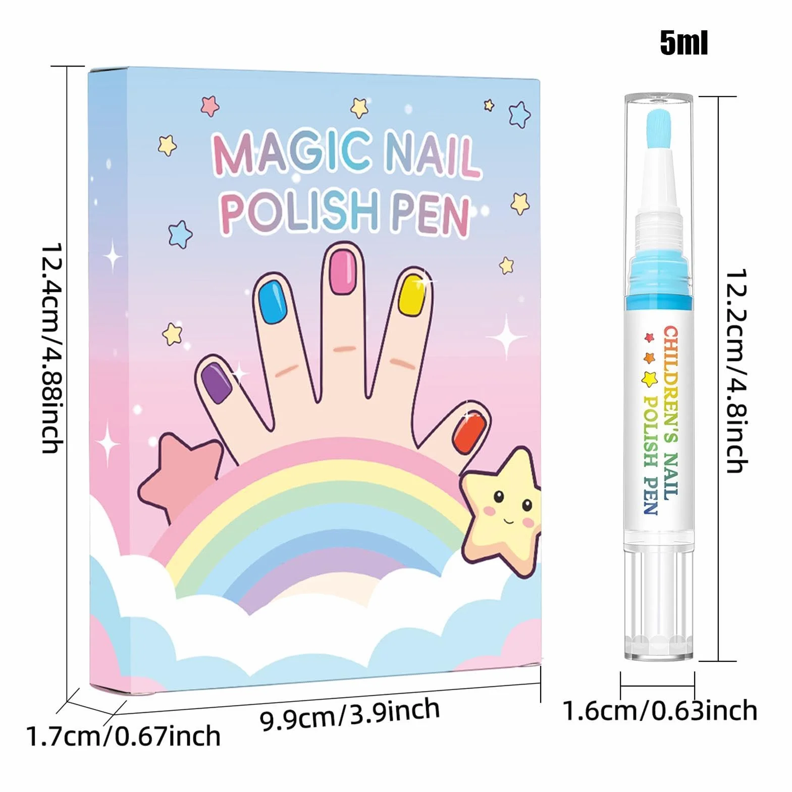 Pennarelli Unghie per Bambini | 6 Colori Pennarelli Disegno Impermeabili Asciugatura Rapida Rimovibili a Strappo - per Unghie Bambini - Per Bambina, Manicure delle Dita, Compleanno, e Natal