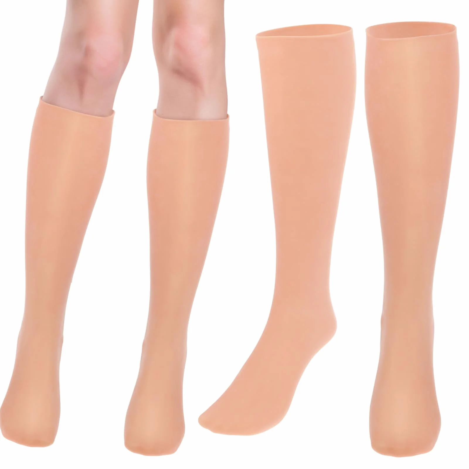 Calze Idratanti per Piedi Lunghe Sebs, 1 Paio, Kaki | Copertura Completa per Dita e Cuticole, Uso su Pelle Secca in Inverno, Elastiche per Donne e Ragazze