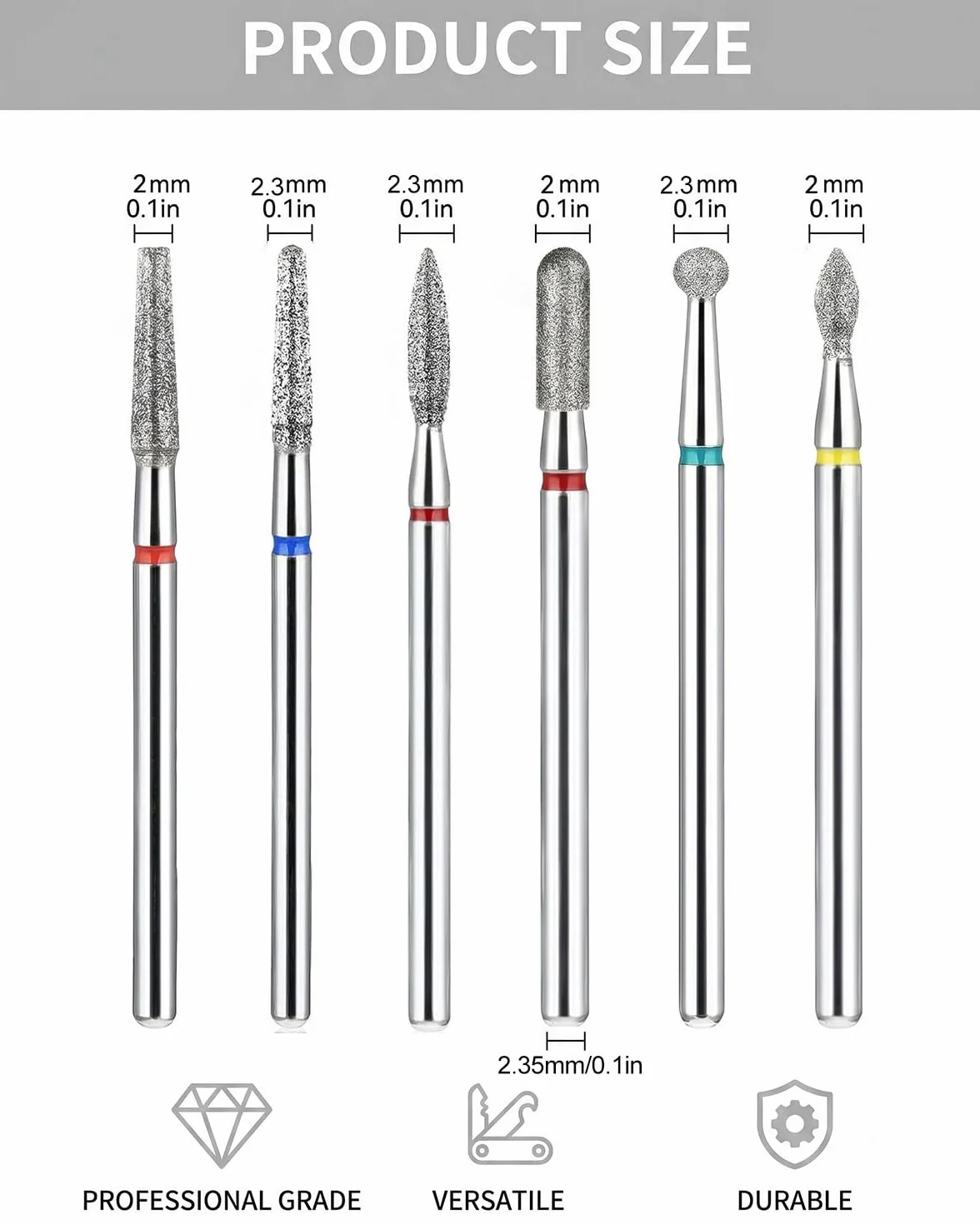 Punte Fresa Unghie Professionale Set 6 Pezzi per Manicure Pedicure, Rimozione Cuticole, Gel Unghie Ricostruzione e Calli, Corpo in Tungsteno