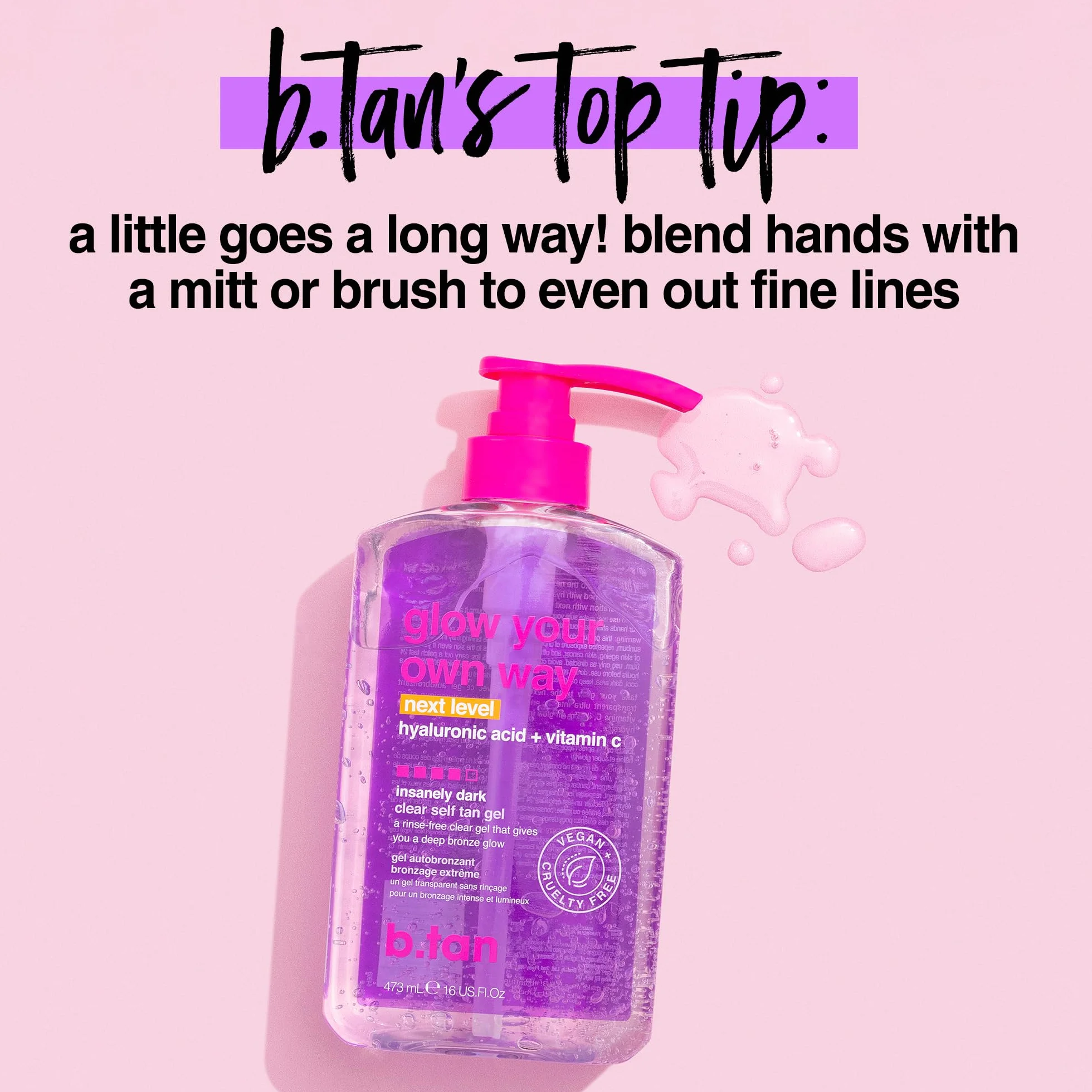 B.Tan Glow Your Own Way – Next Level Self Tan Gel for Women 16oz Gel