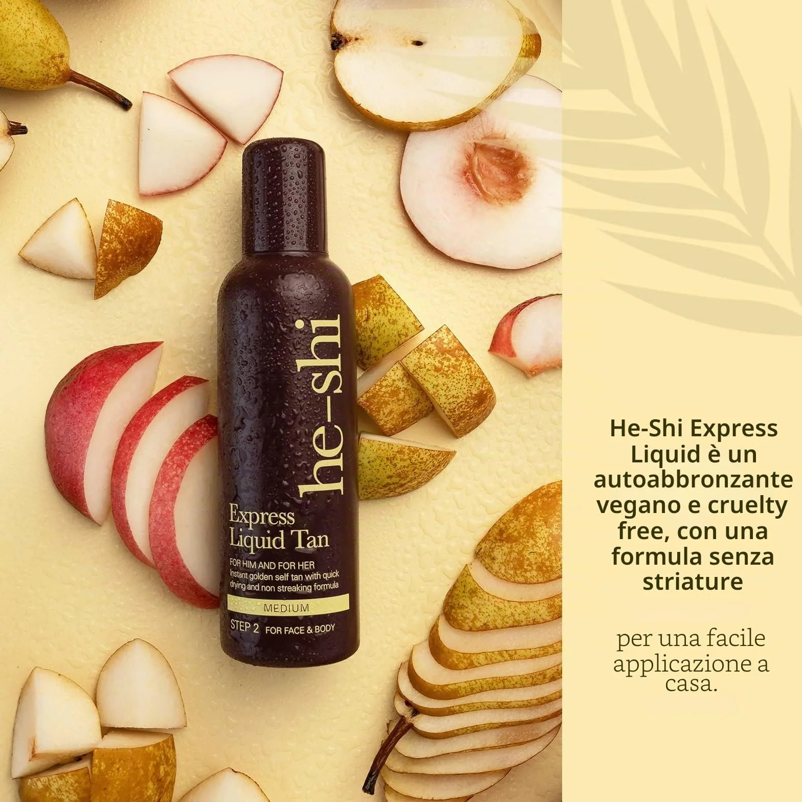 He-Shi Express Liquid abbronzante istantaneo liquido – nessun odore autoabbronzante – formula ad asciugatura rapida e senza aloni – formula naturale vegana con glicerina – autoabbronzante per corpo e